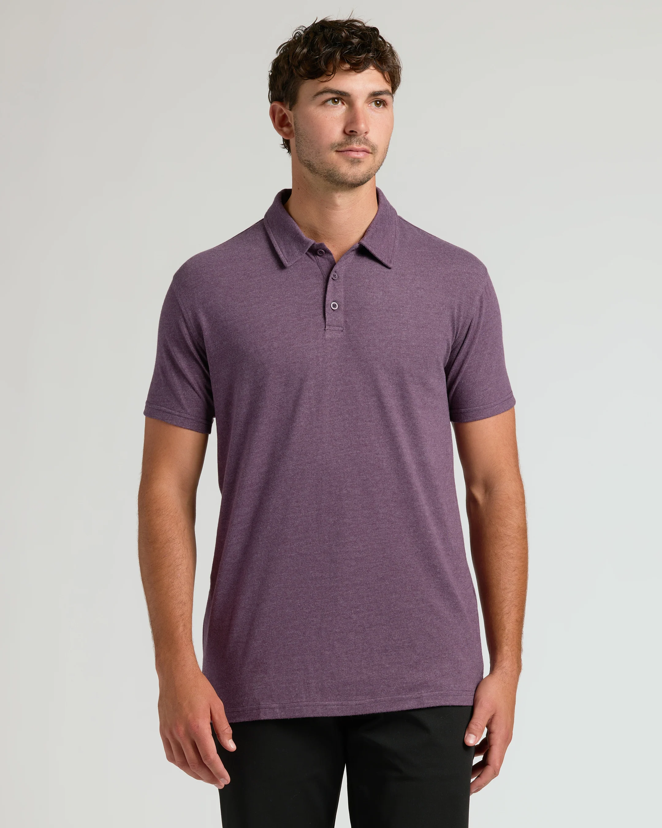 Dark Heather Plum Short Sleeve Tall Polo