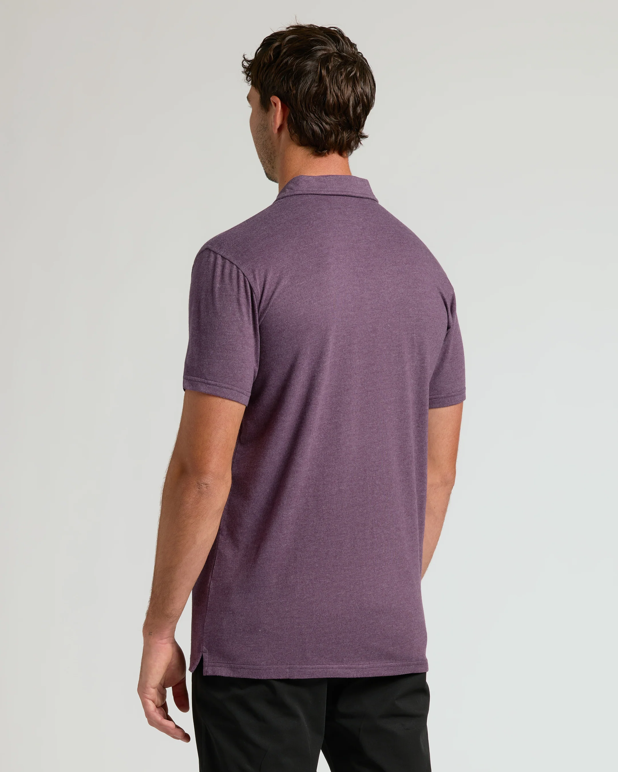 Dark Heather Plum Short Sleeve Tall Polo - Image 3