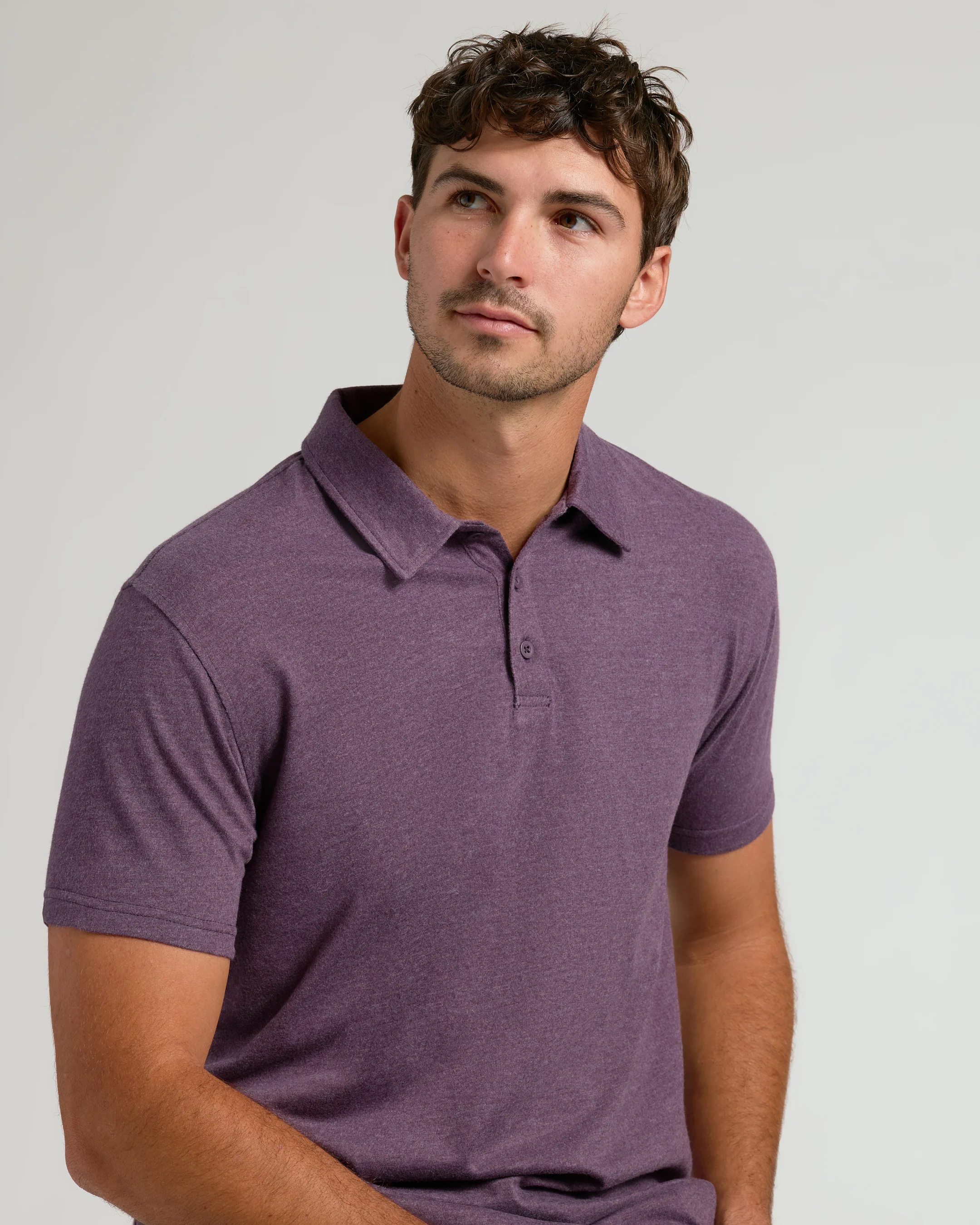 Dark Heather Plum Short Sleeve Tall Polo - Image 4