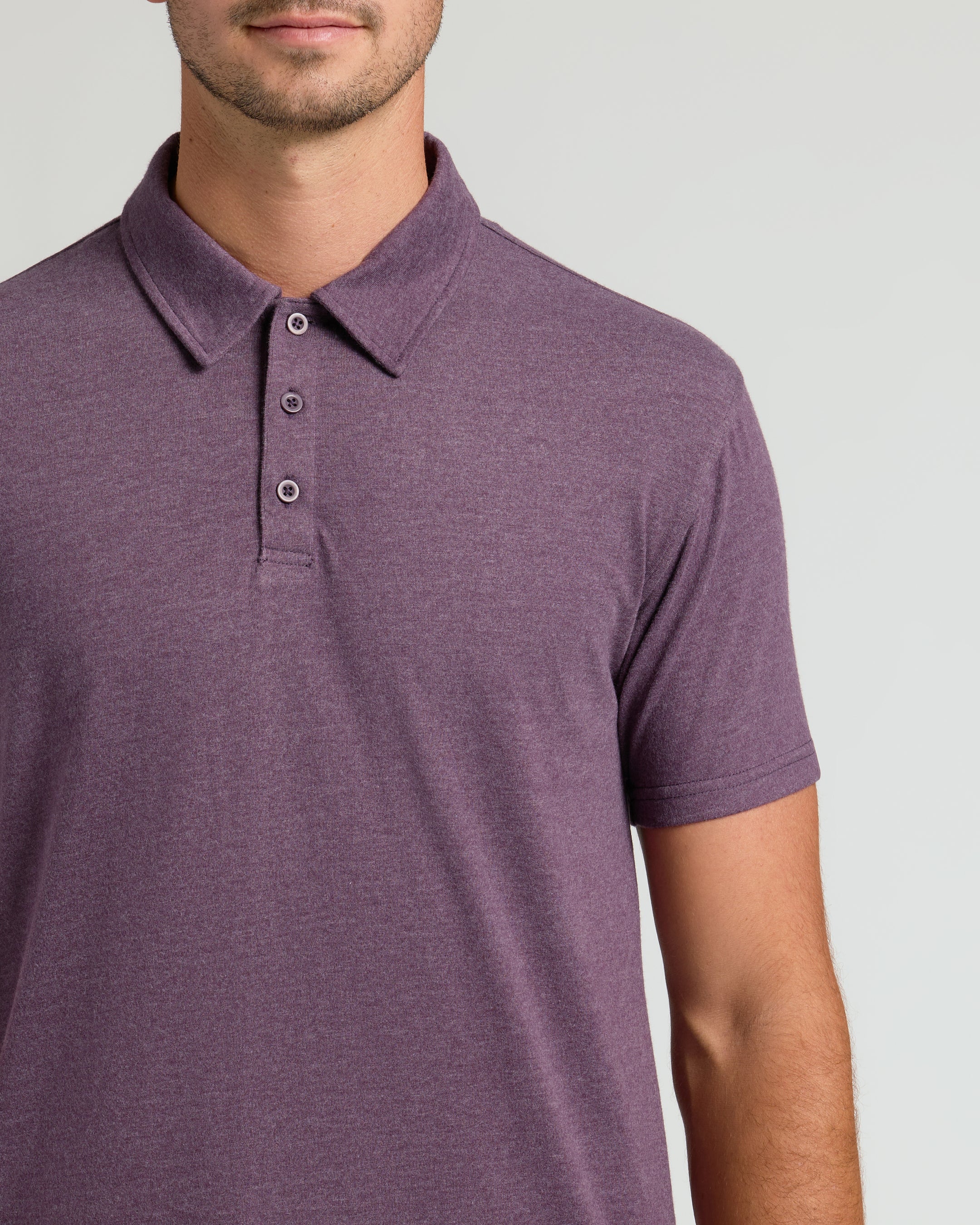 Dark Heather Plum Short Sleeve Tall Polo - Image 5