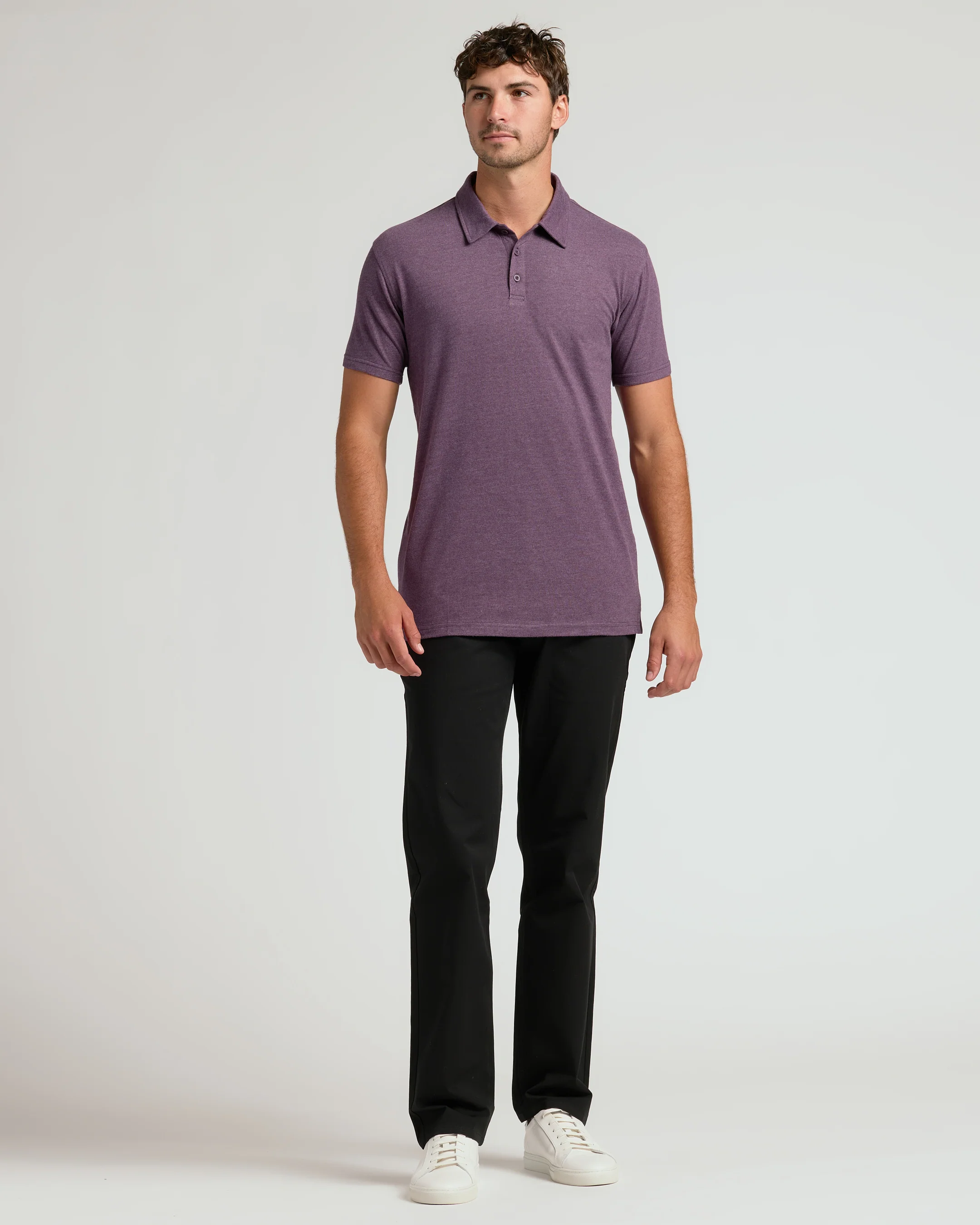 Dark Heather Plum Short Sleeve Tall Polo - Image 7