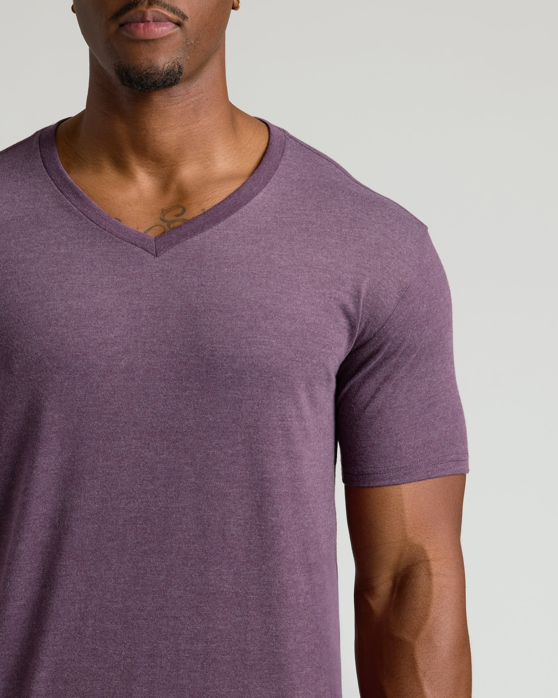 Dark Heather Plum Tall Classic V-Neck - Image 4