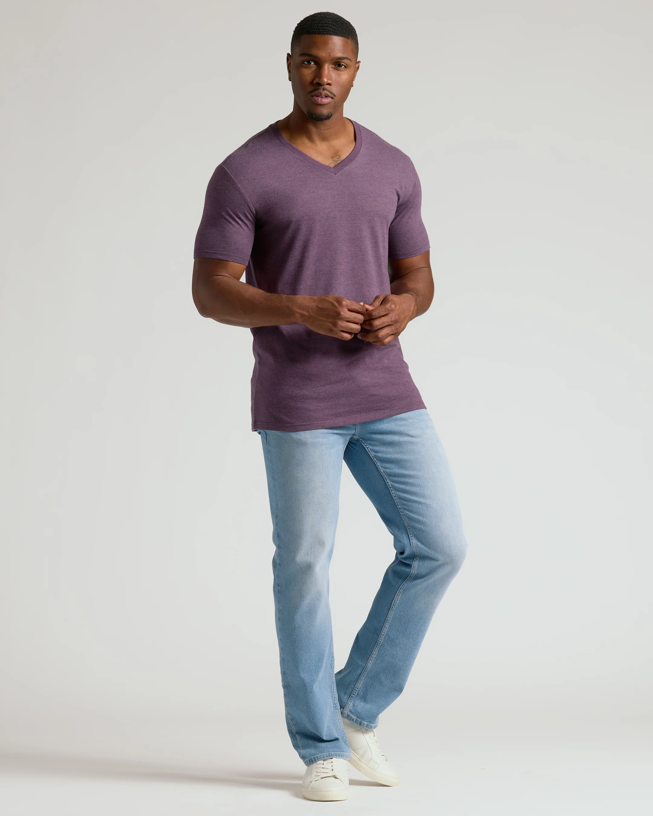 Dark Heather Plum Tall Classic V-Neck - Image 6