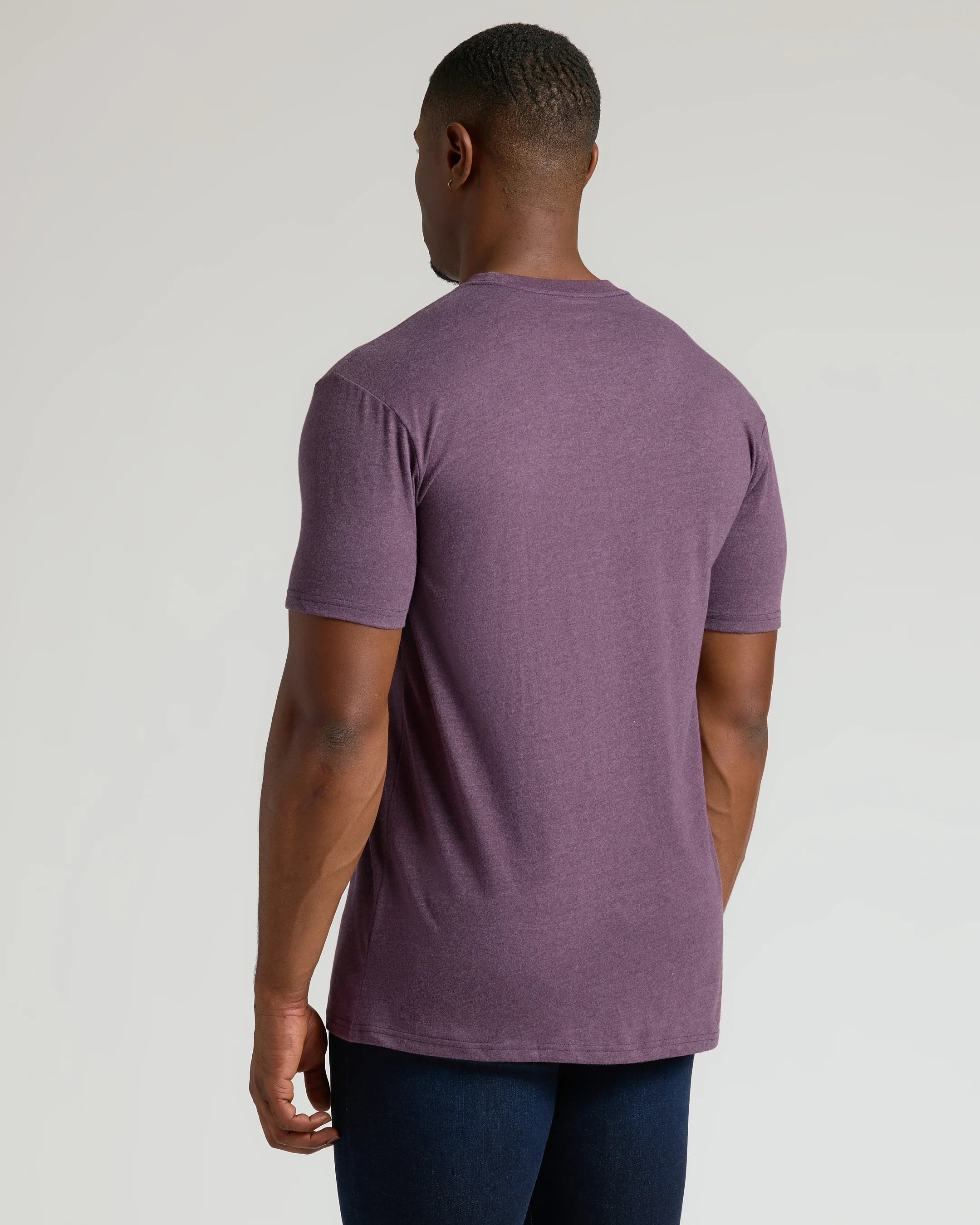 Dark Heather Plum Tall Straight Hem Crew Neck T-Shirt - Image 3
