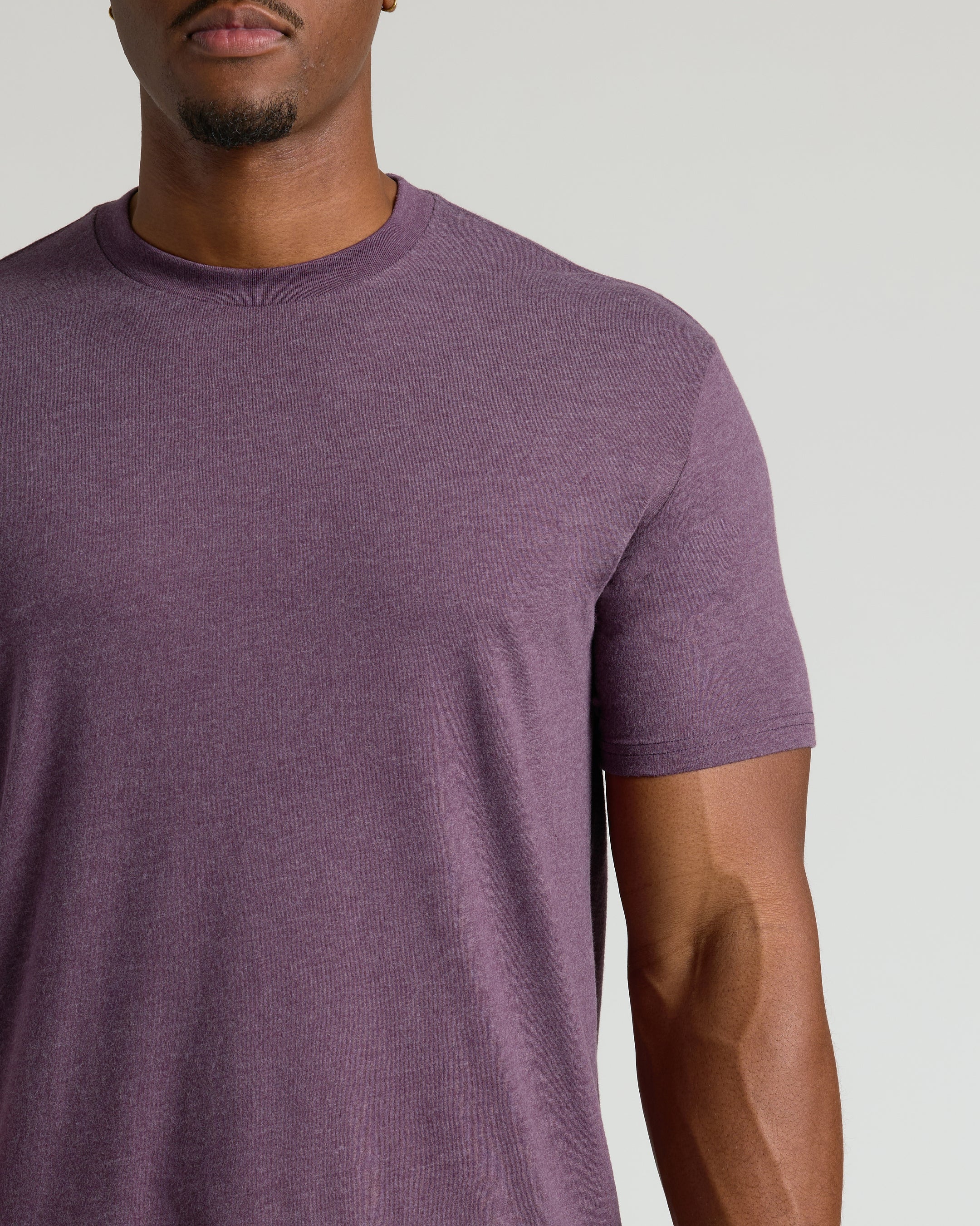 Dark Heather Plum Tall Straight Hem Crew Neck T-Shirt - Image 4