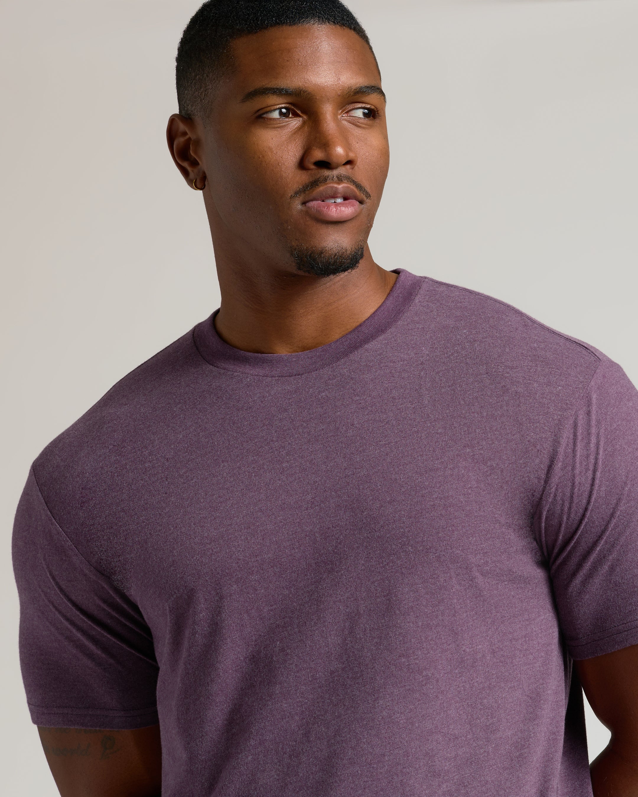 Dark Heather Plum Tall Straight Hem Crew Neck T-Shirt - Image 5