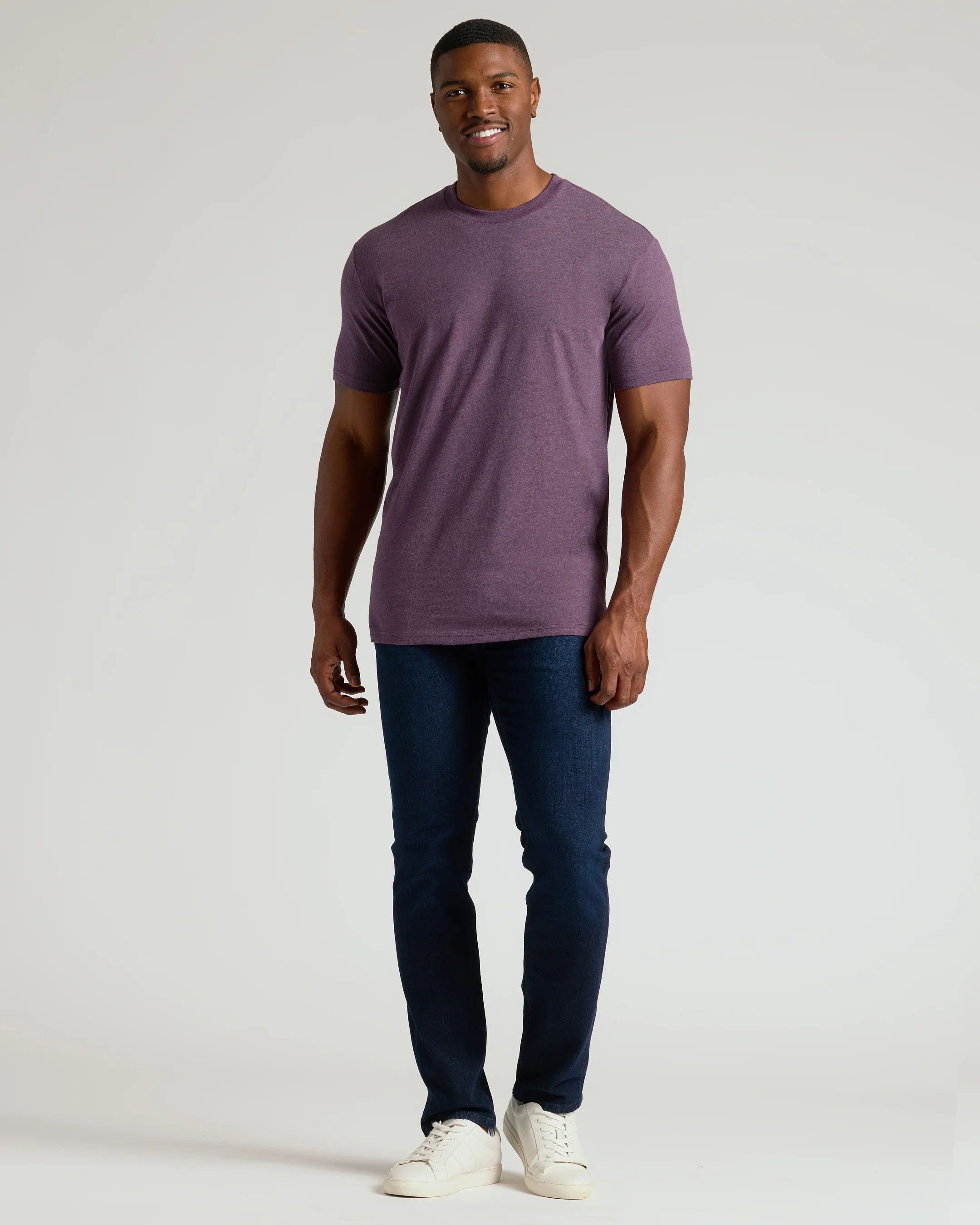 Dark Heather Plum Tall Straight Hem Crew Neck T-Shirt - Image 6