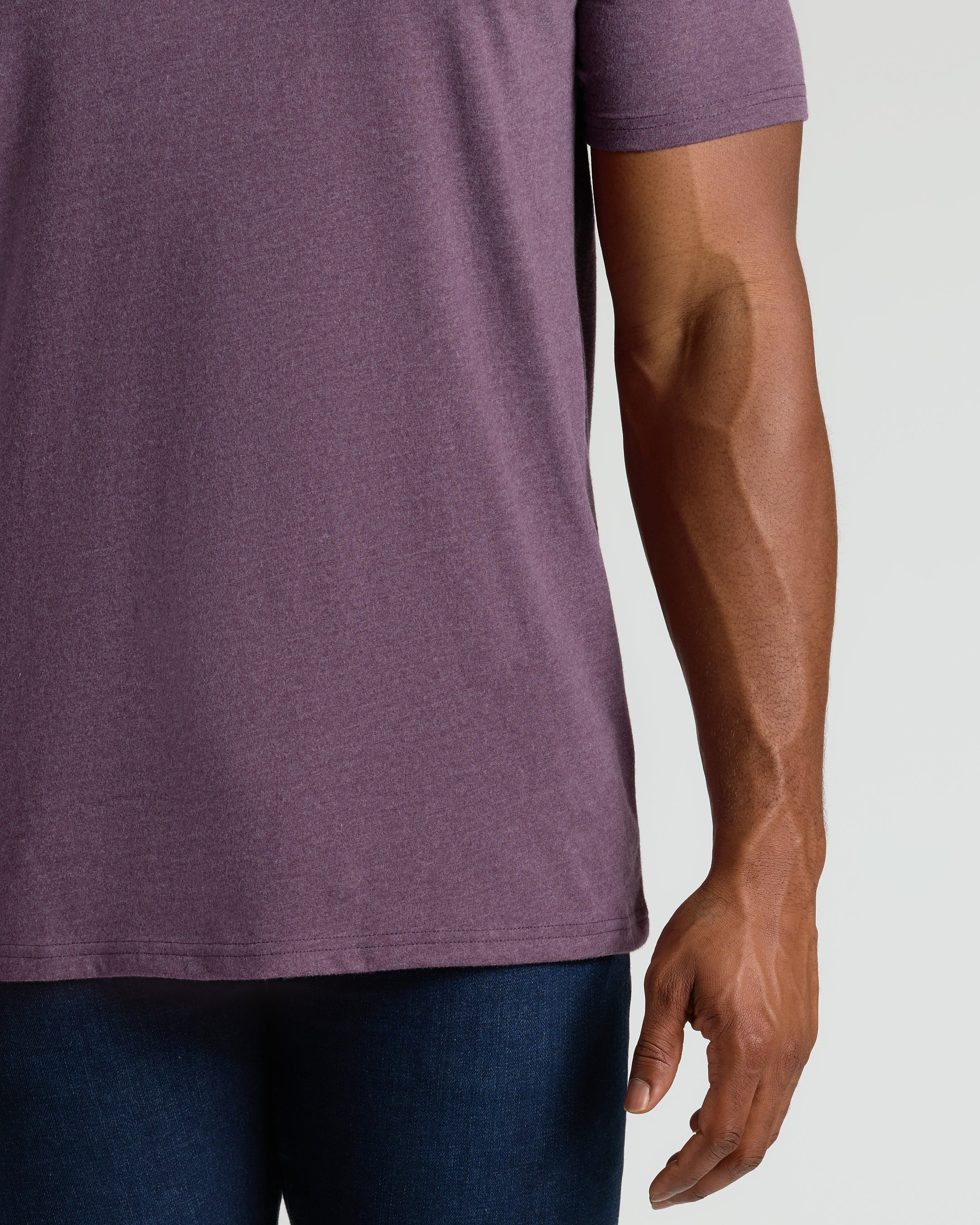 Dark Heather Plum Tall Straight Hem Crew Neck T-Shirt - Image 7