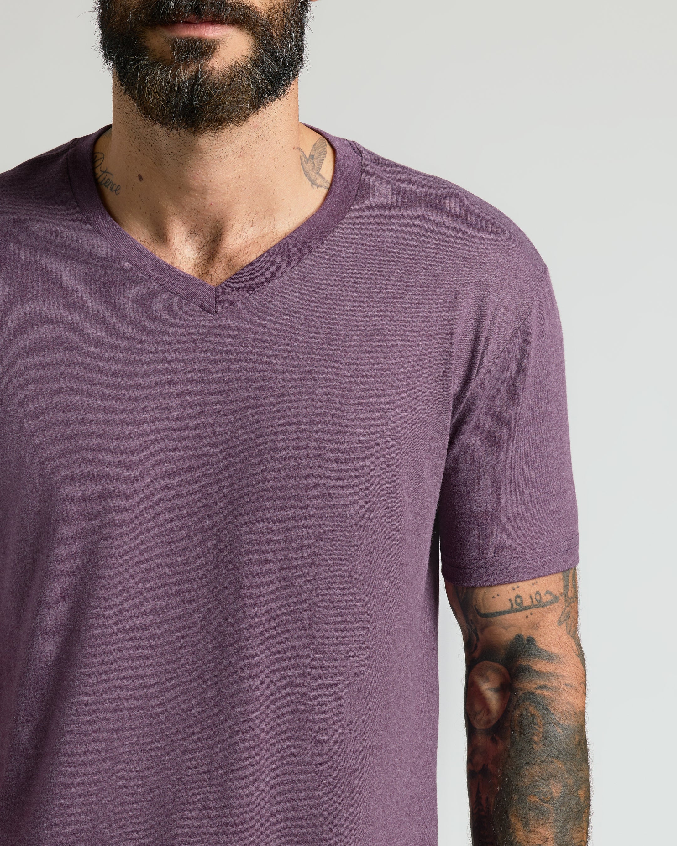 Dark Heather Plum Classic V-Neck - Image 5