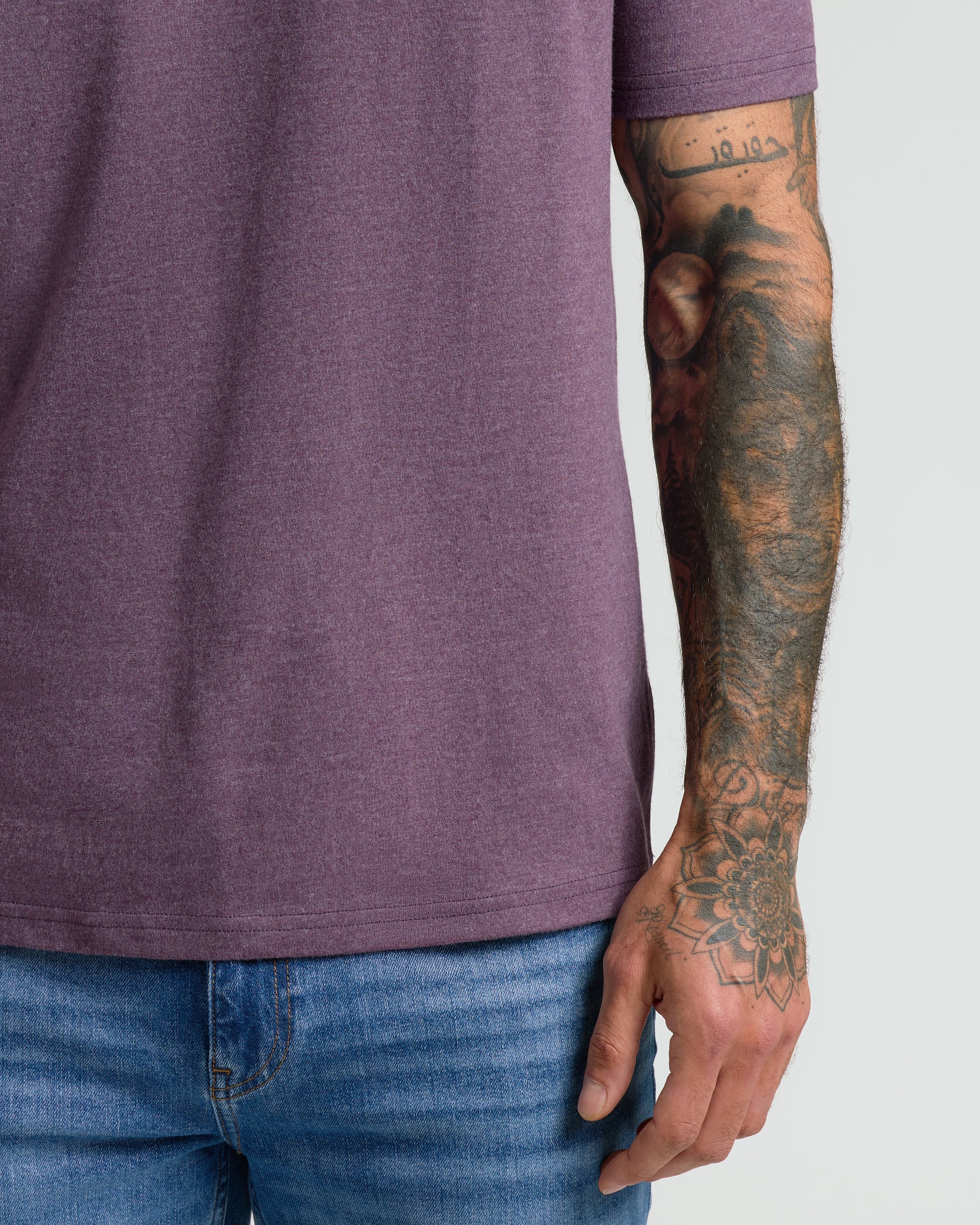 Dark Heather Plum Classic V-Neck - Image 6
