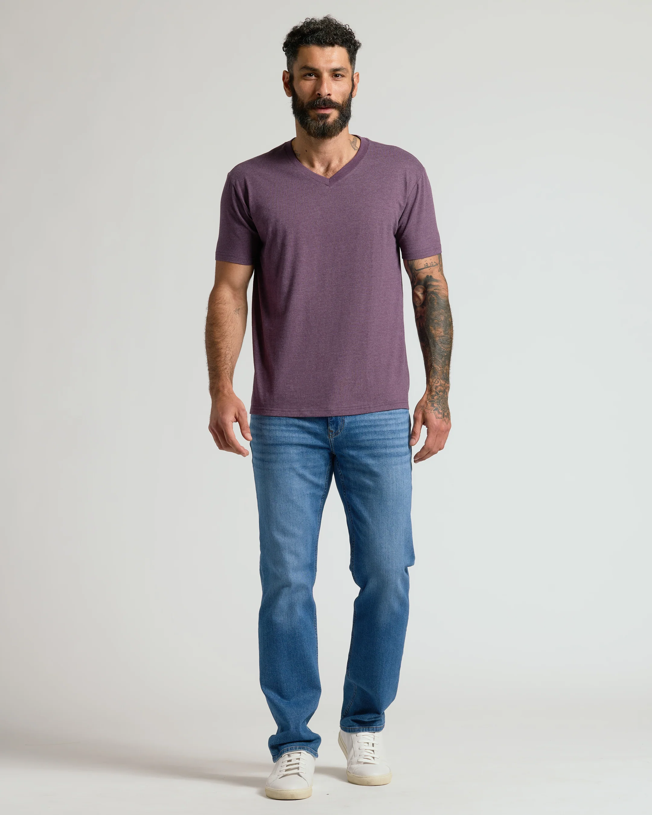 Dark Heather Plum Classic V-Neck - Image 7