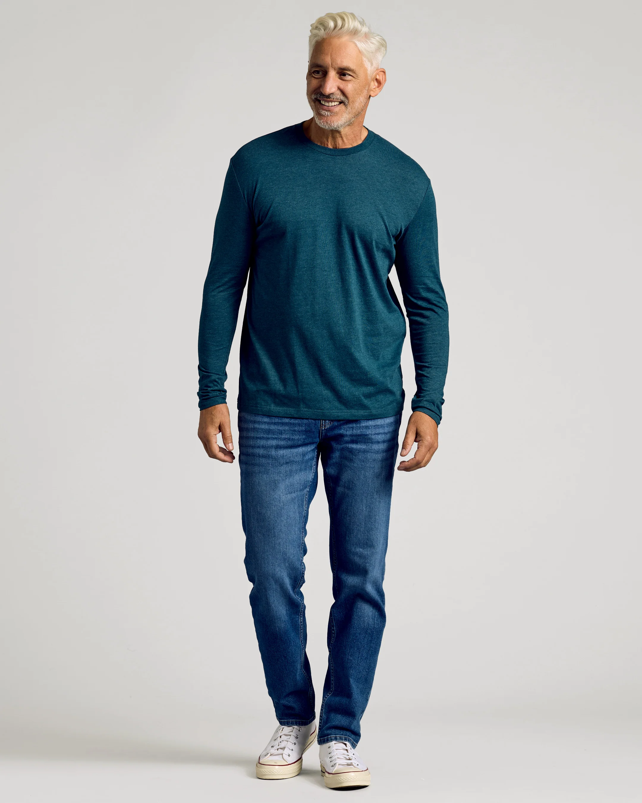 Dark Heather Pond Long Sleeve Crew Neck Tee - Image 5