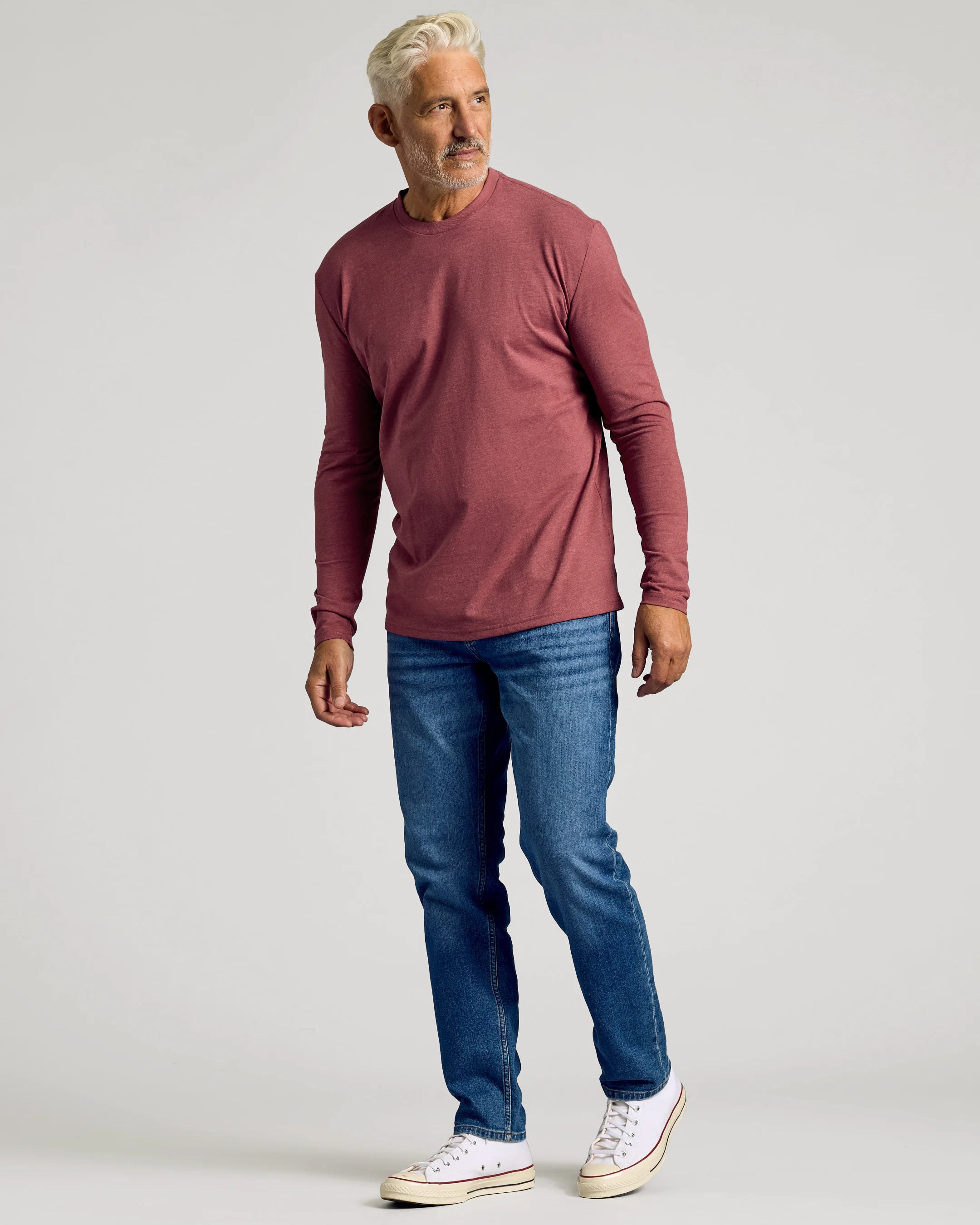 Dark Heather Rustic Apple Classic Long Sleeve Crew Neck - Image 5