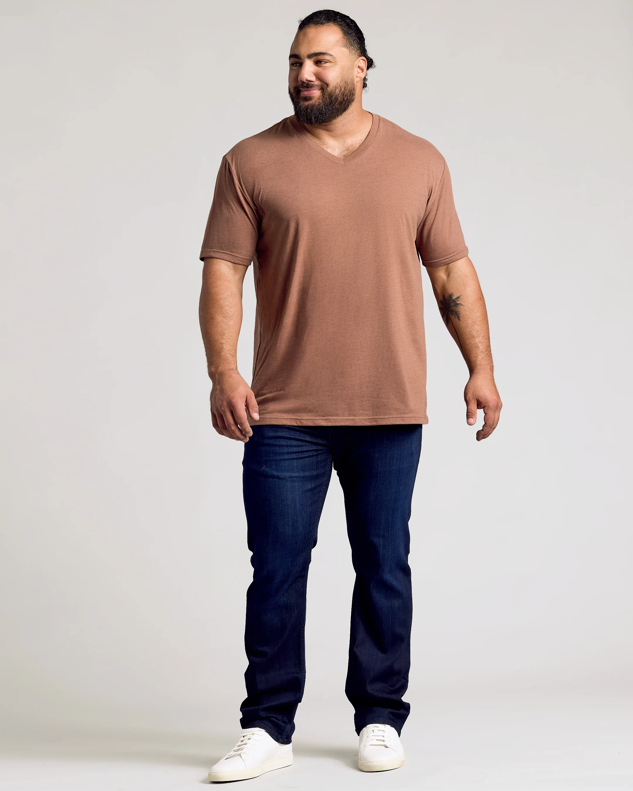 Dark Heather Sepia Classic V-Neck - Image 7