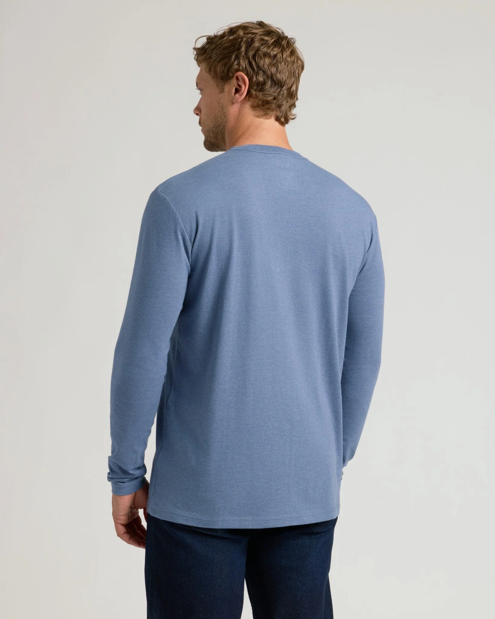 Dark Heather Vintage Navy Classic Long Sleeve Crew Neck - Image 3