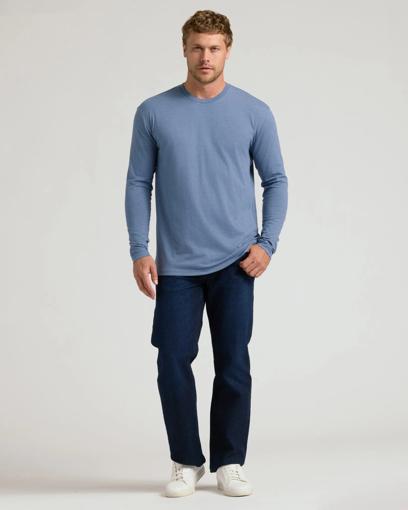 Dark Heather Vintage Navy Classic Long Sleeve Crew Neck - Image 7