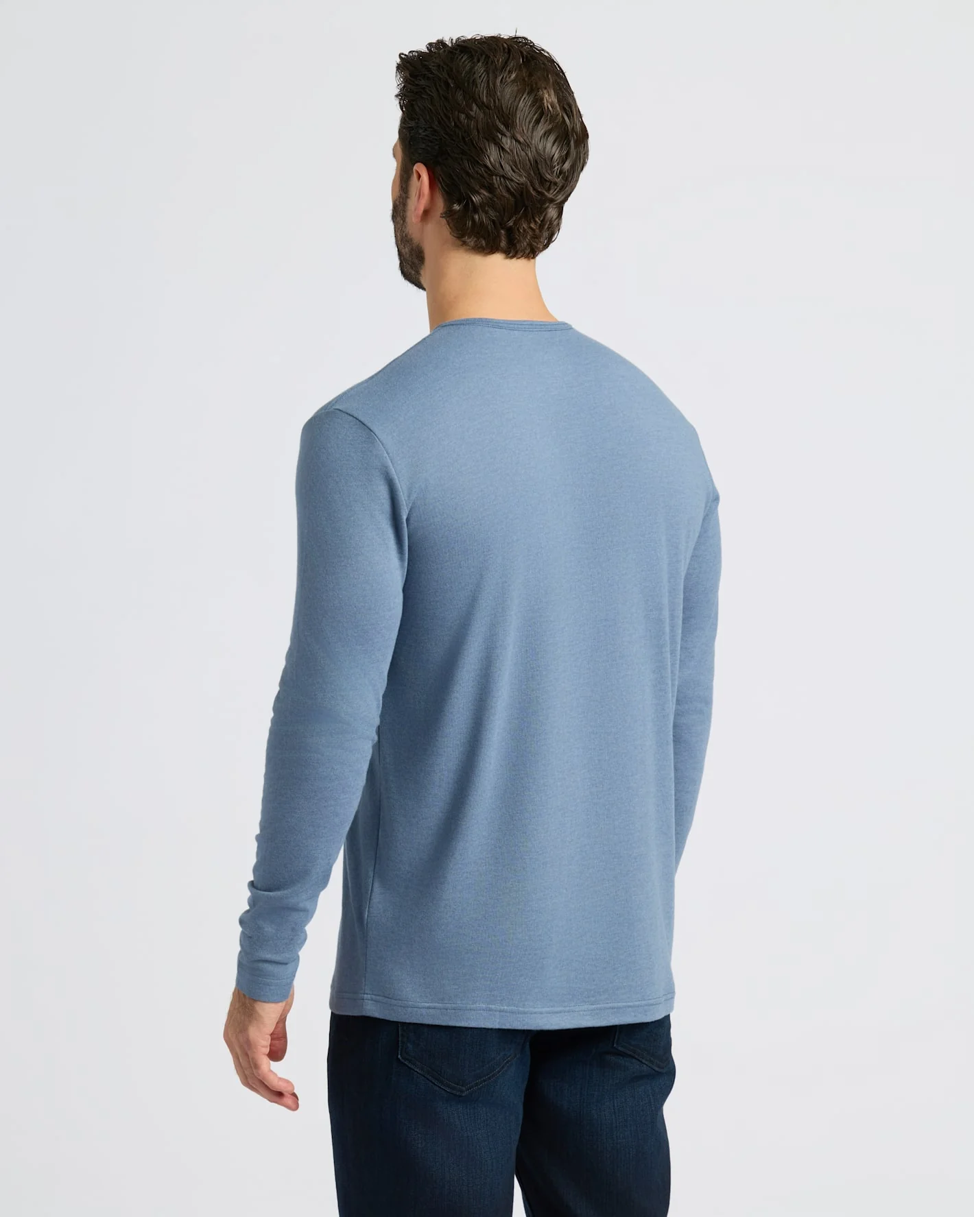 Dark Heather Vintage Navy Classic Long Sleeve Henley - Image 3