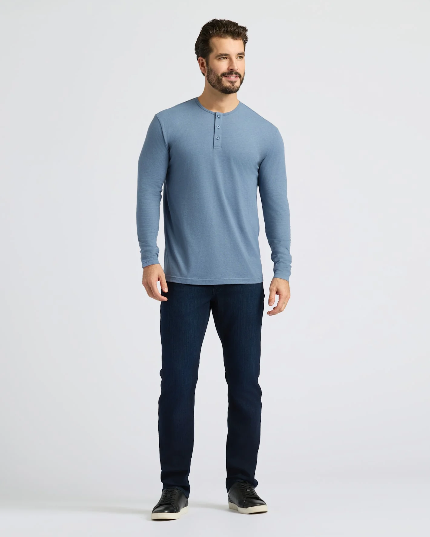 Dark Heather Vintage Navy Classic Long Sleeve Henley - Image 4