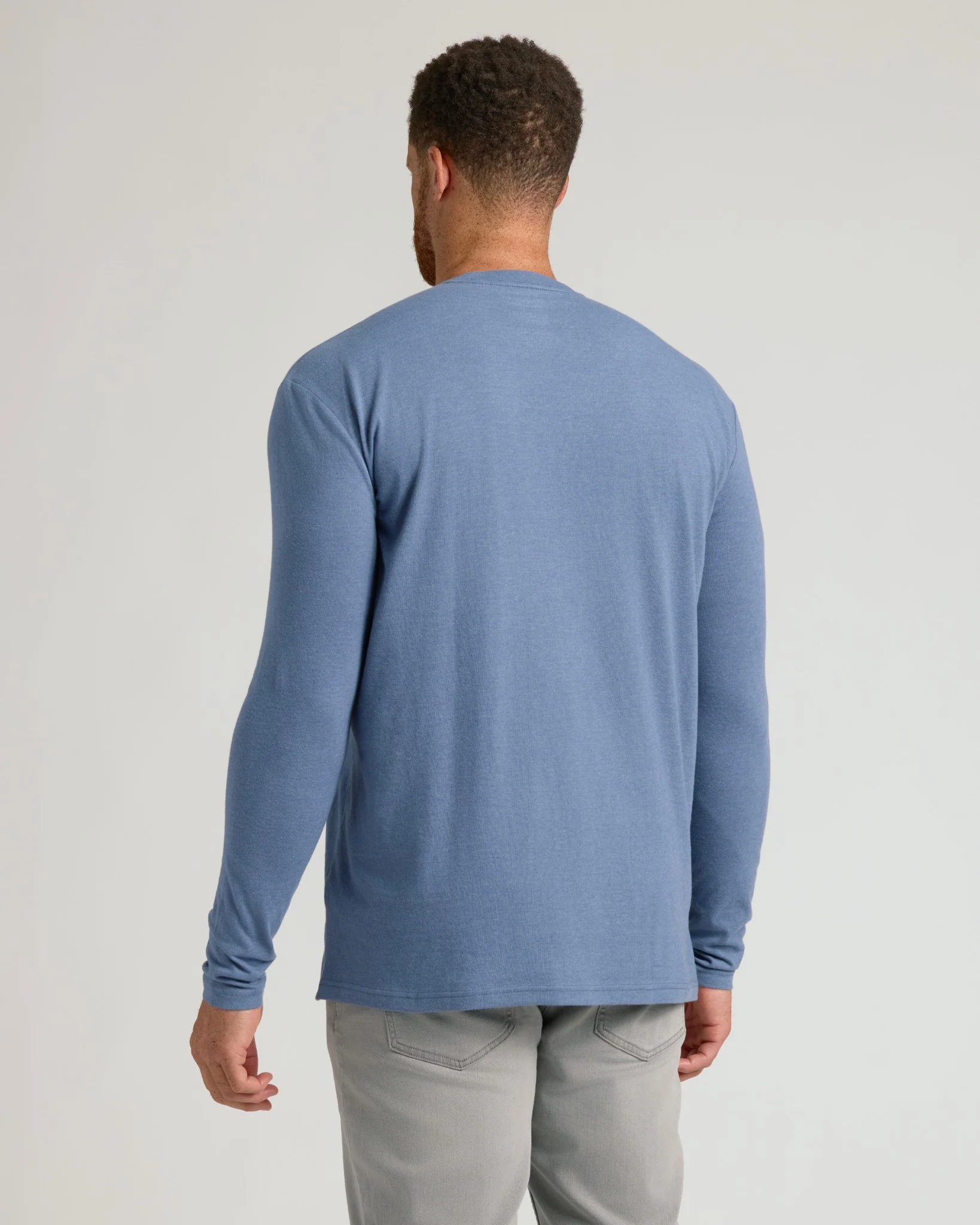 Dark Heather Vintage Navy Tall Long Sleeve T Shirt - Image 3