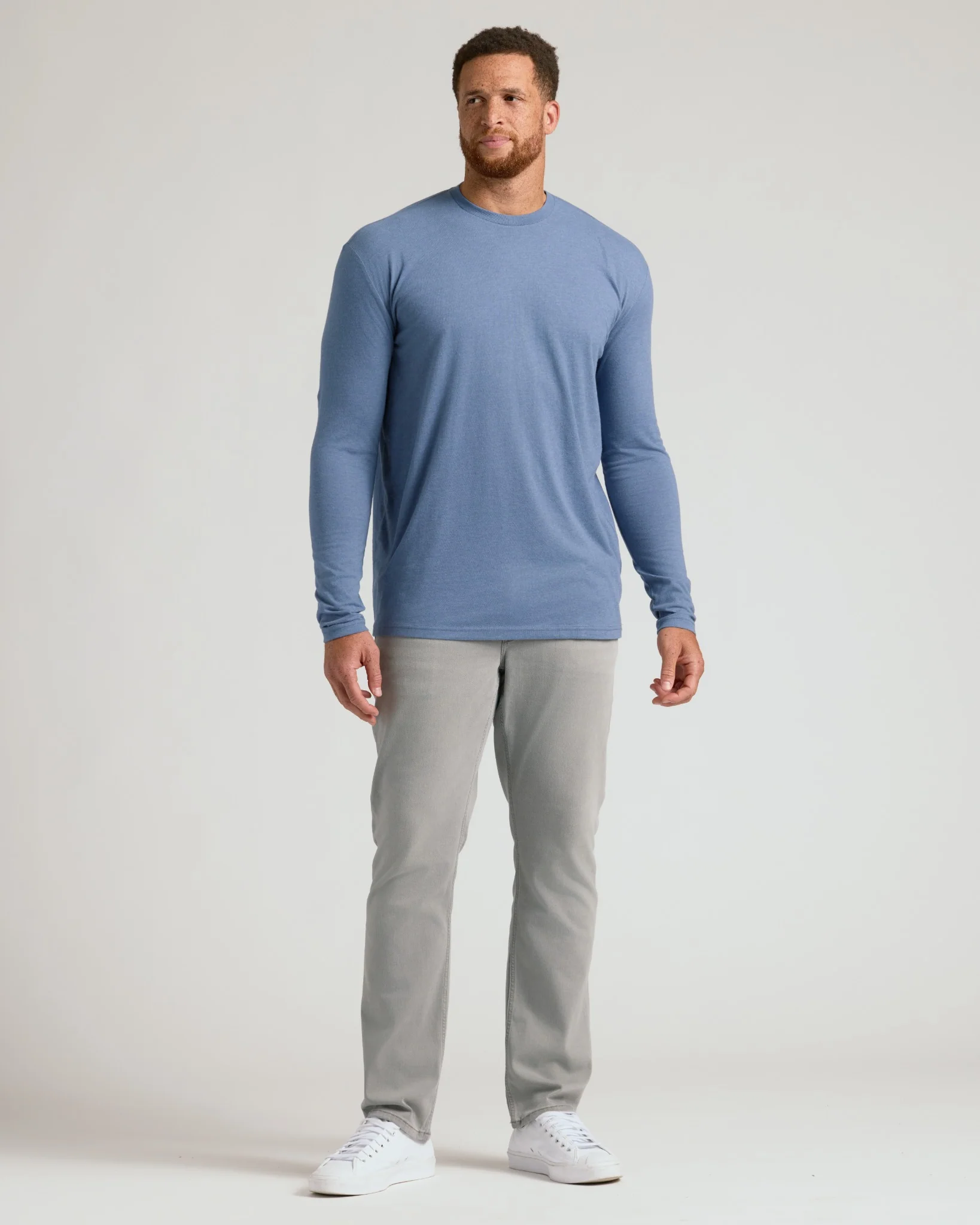 Dark Heather Vintage Navy Tall Long Sleeve T Shirt - Image 7