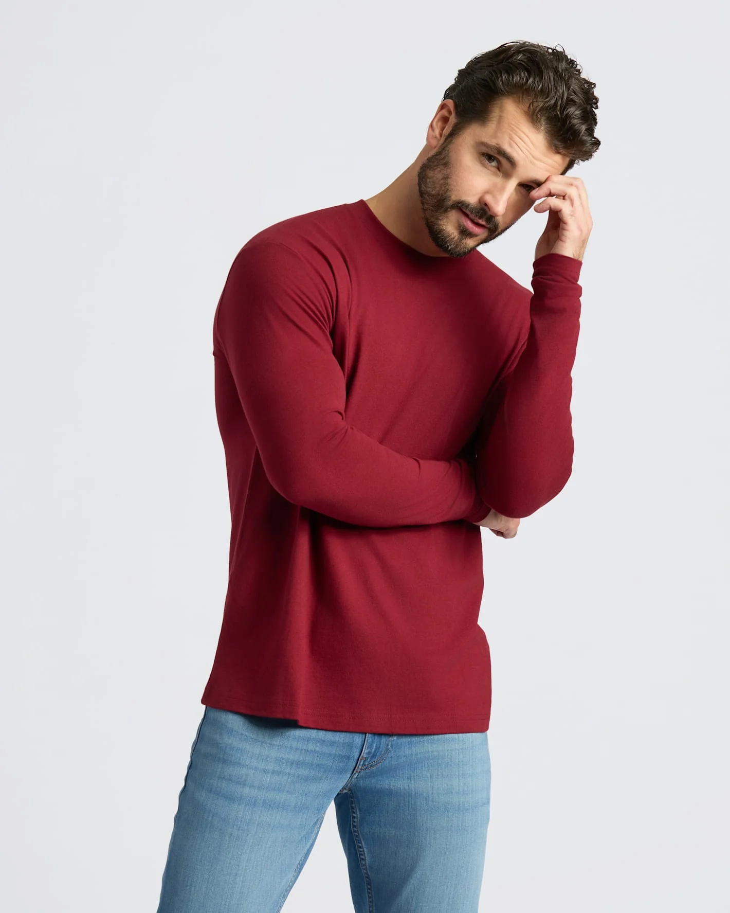 Dark Maroon Classic Long Sleeve Crew Neck - Image 5
