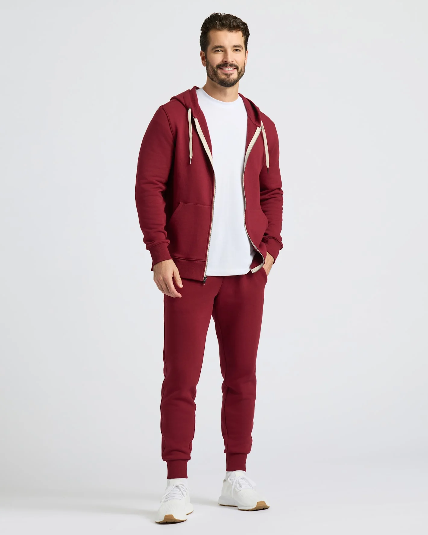 Dark Maroon Fleece French Terry Joggers - Image 3