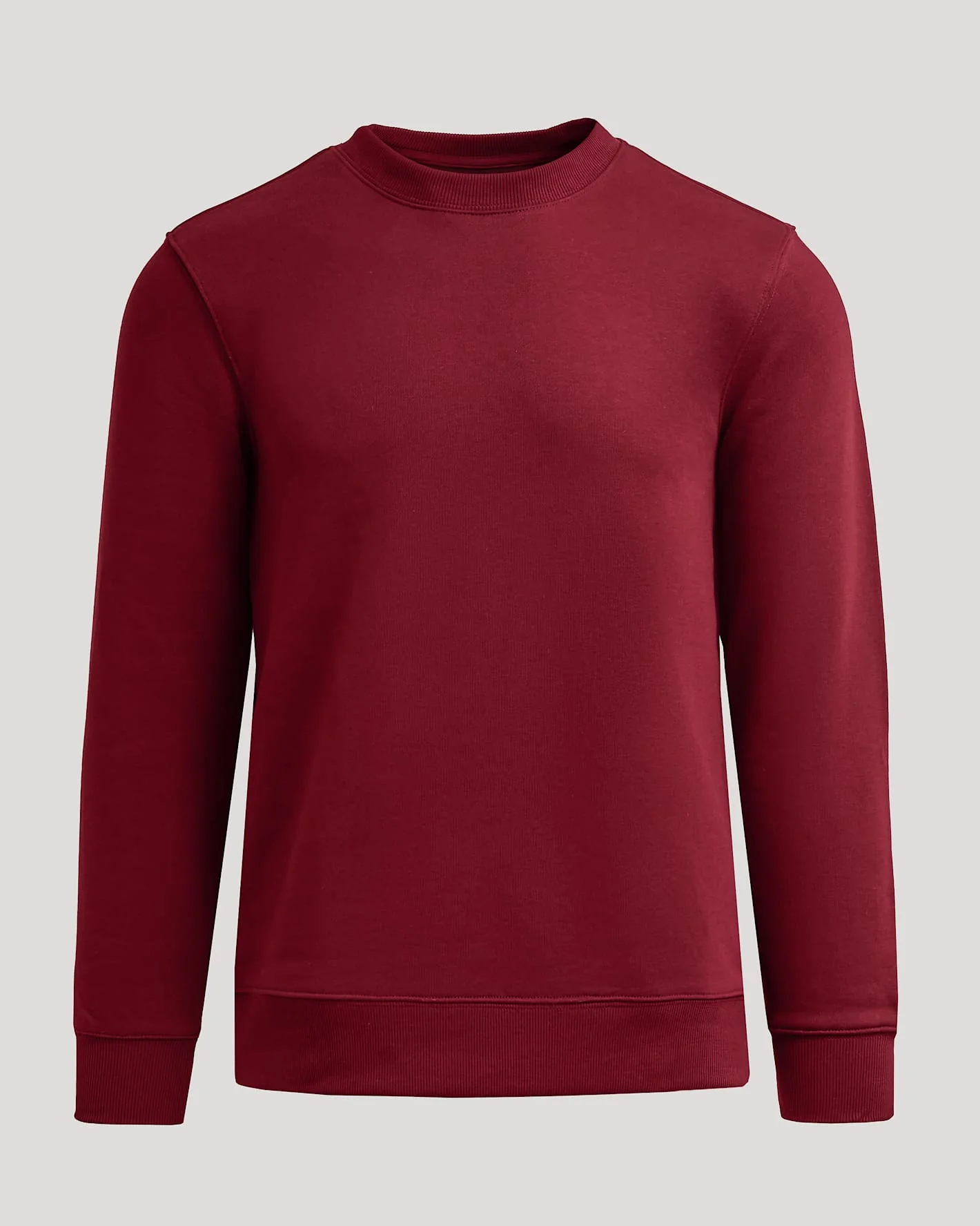 Dark Maroon Fleece French Terry Pullover Crew Neck - Image 2