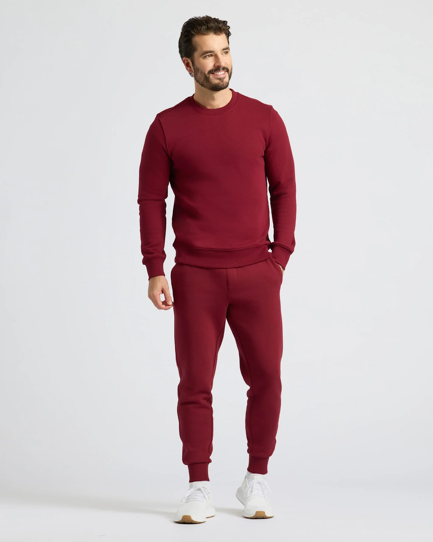 Dark Maroon Fleece French Terry Pullover Crew Neck - Image 3