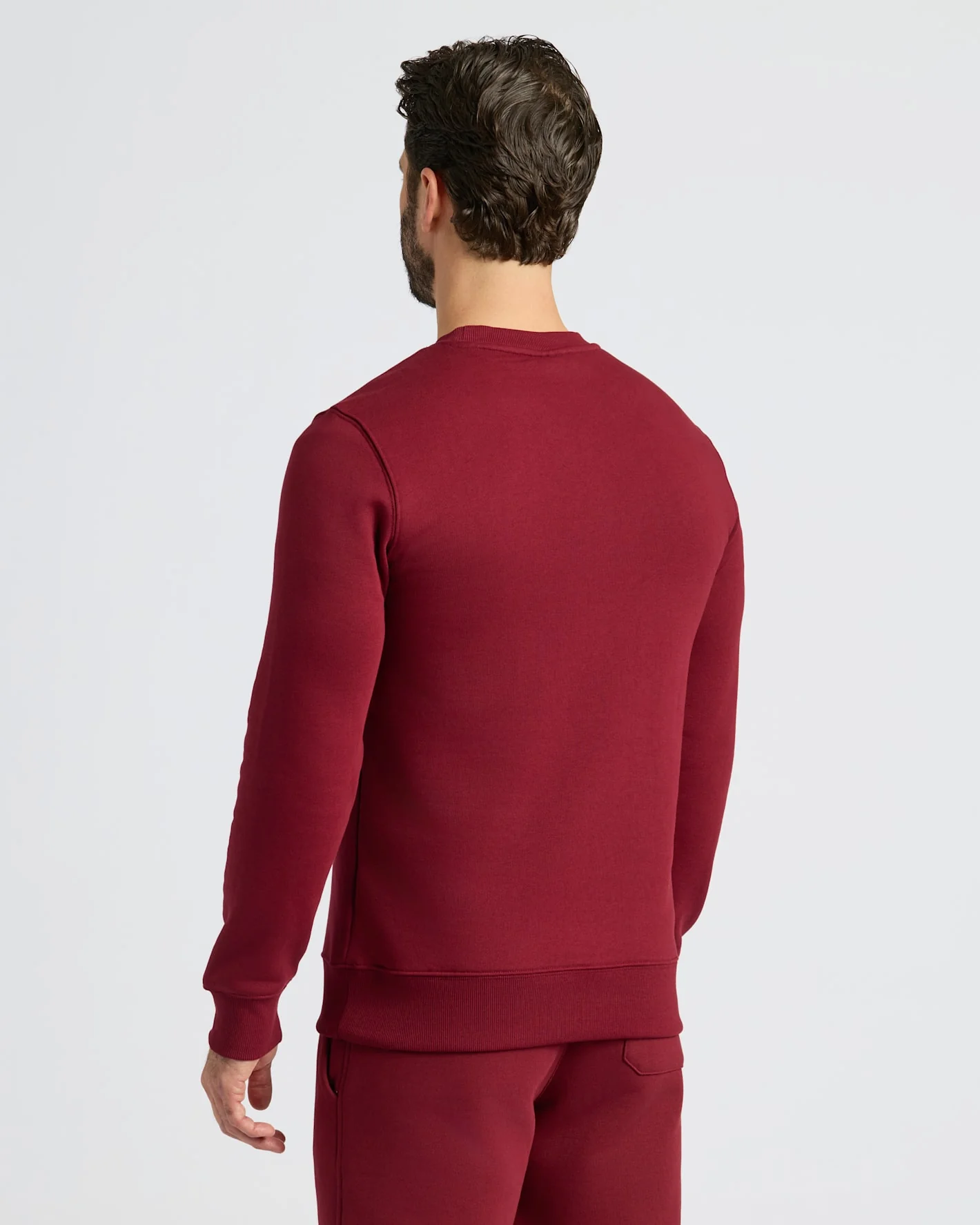 Dark Maroon Fleece French Terry Pullover Crew Neck - Image 4