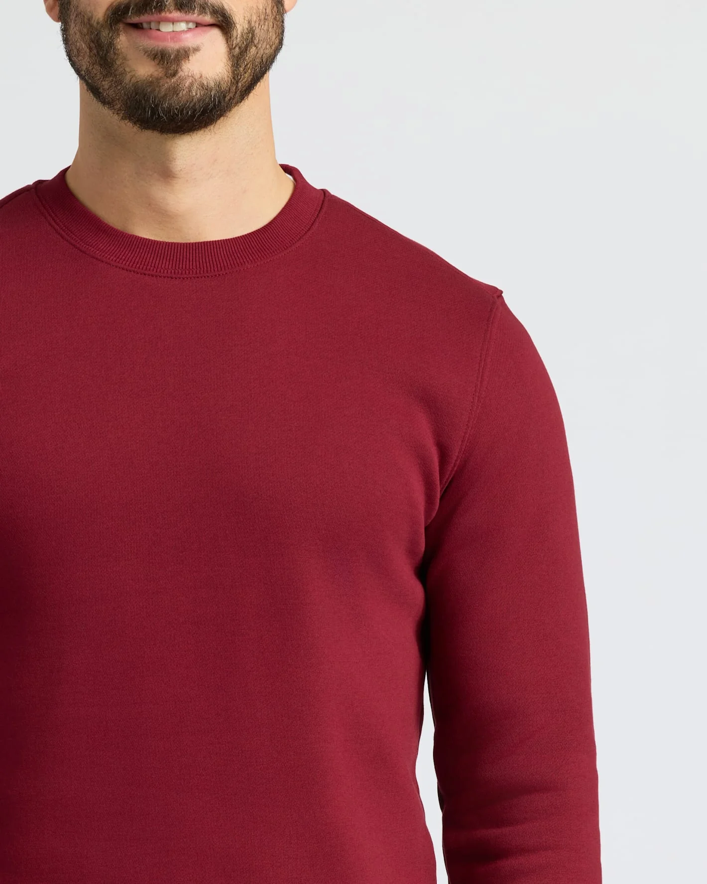 Dark Maroon Fleece French Terry Pullover Crew Neck - Image 5