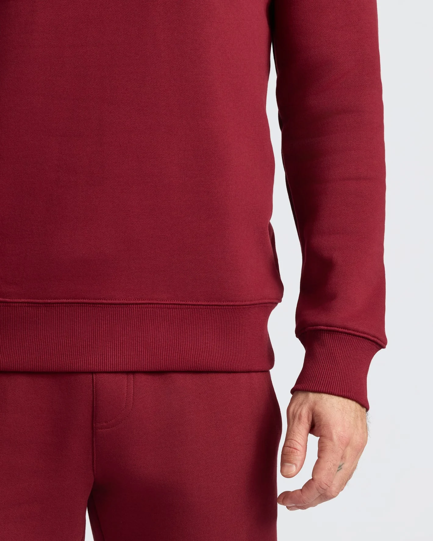 Dark Maroon Fleece French Terry Pullover Crew Neck - Image 6