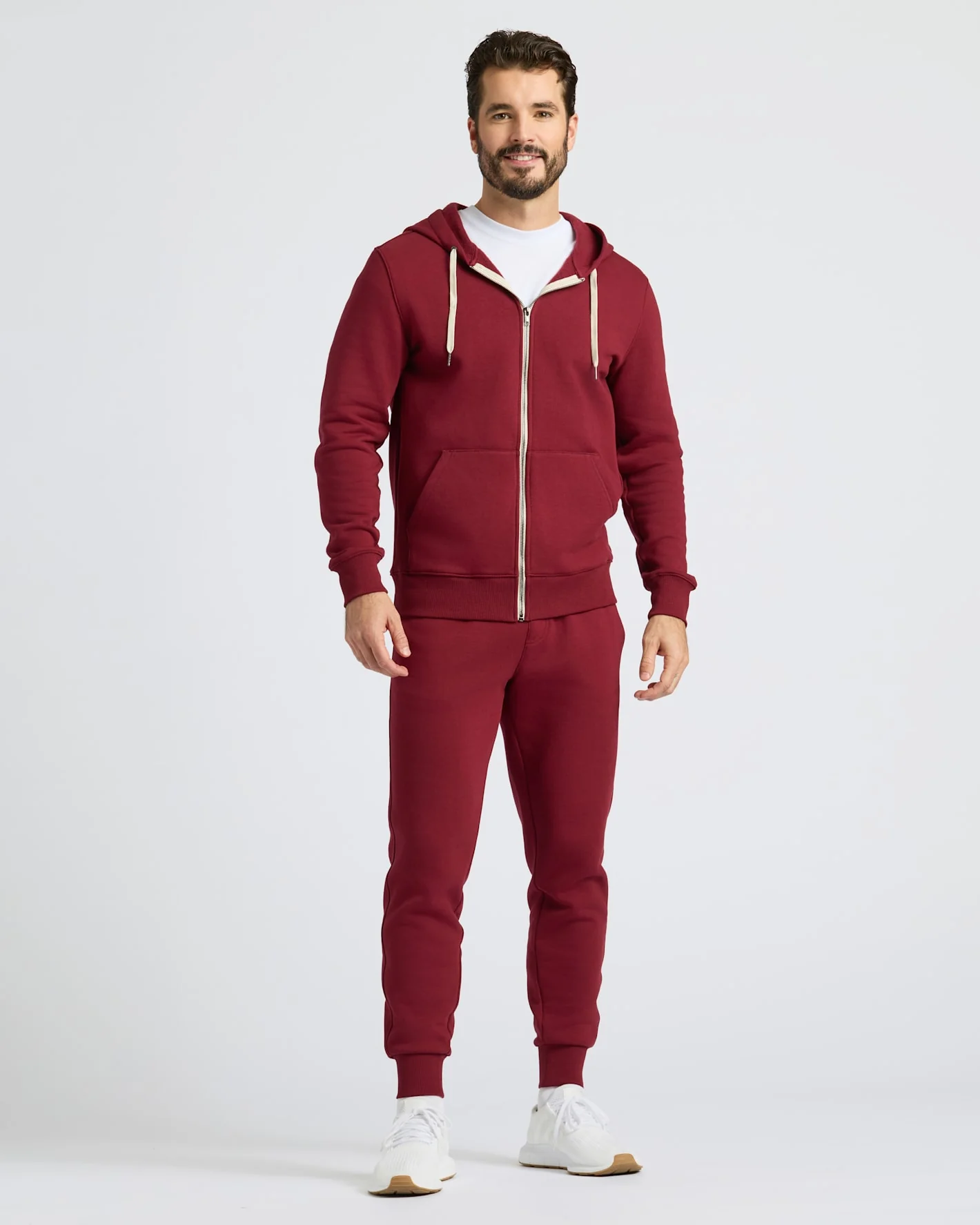 Dark Maroon Fleece French Terry Zip Hoodie - Image 3