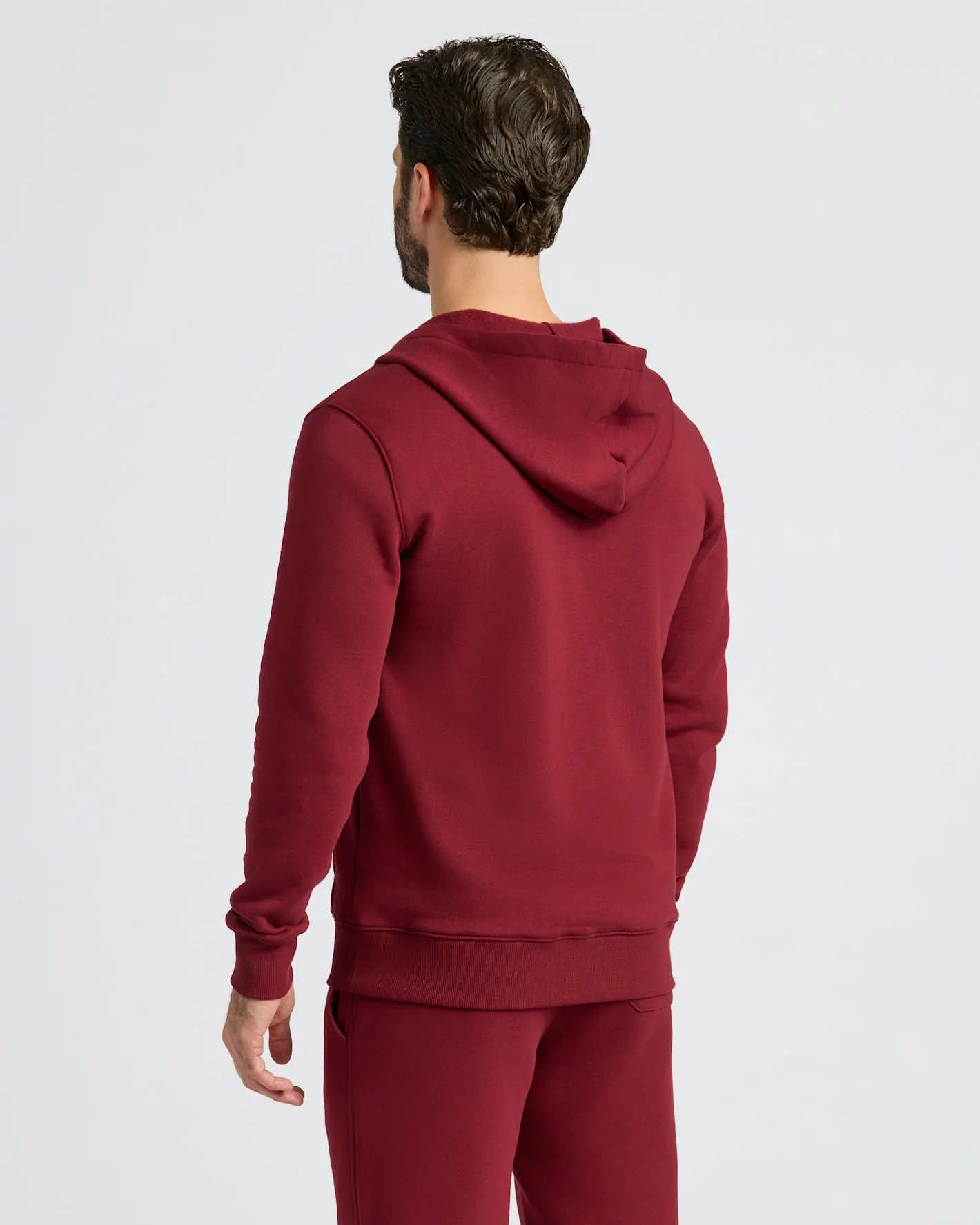 Dark Maroon Fleece French Terry Zip Hoodie - Image 4