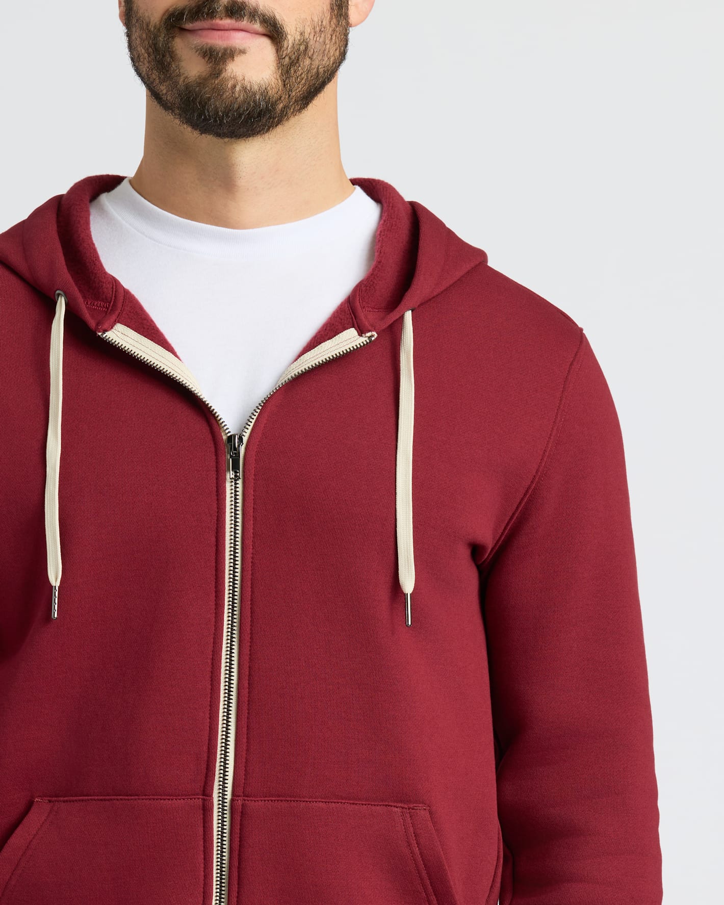 Dark Maroon Fleece French Terry Zip Hoodie - Image 6