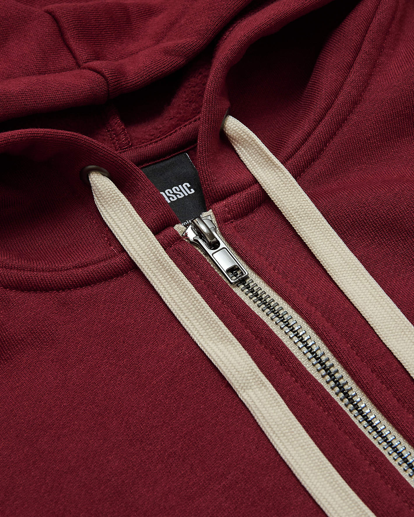 Dark Maroon Fleece French Terry Zip Hoodie - Image 8