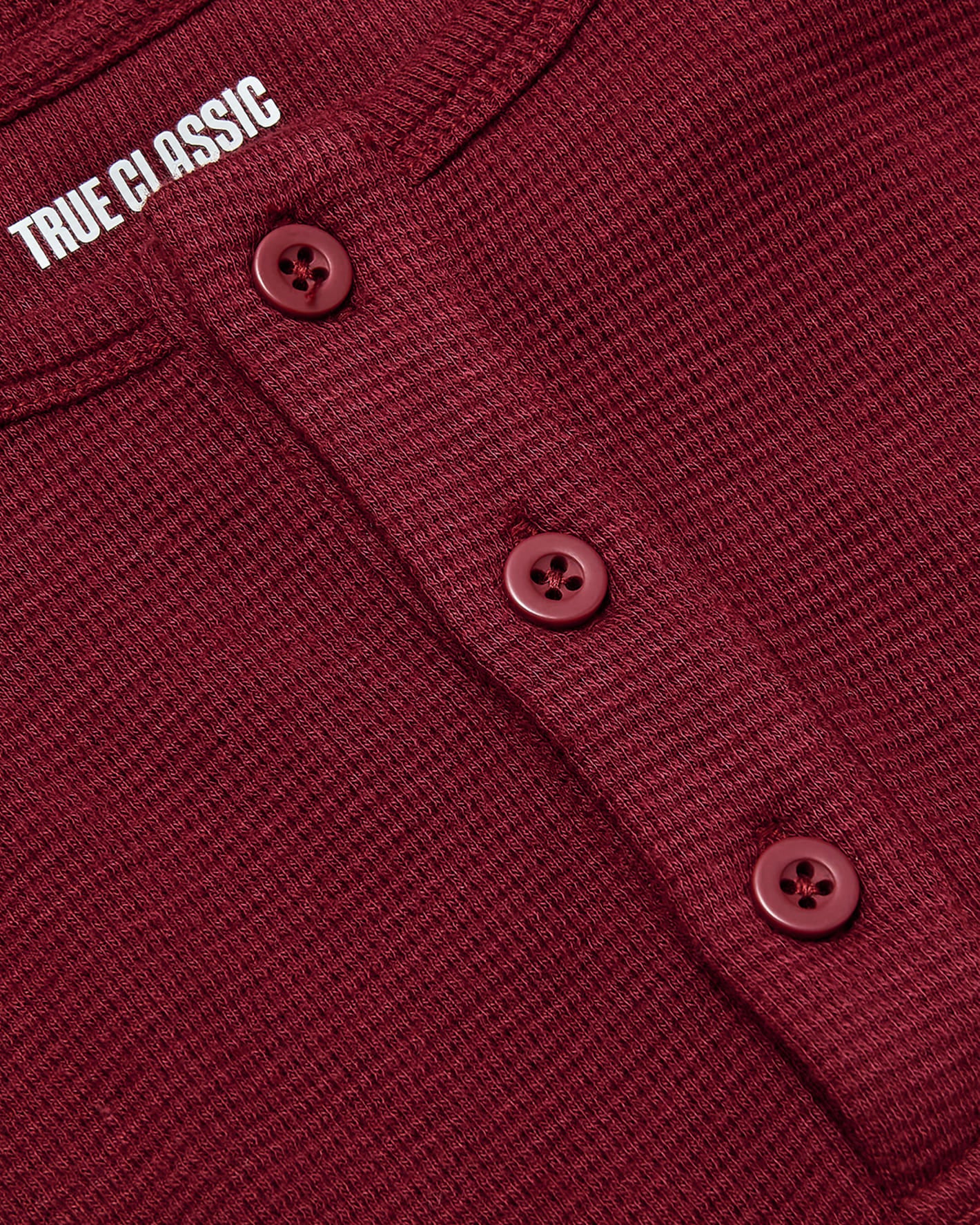 Dark Maroon Waffle Long Sleeve Henley - Image 8