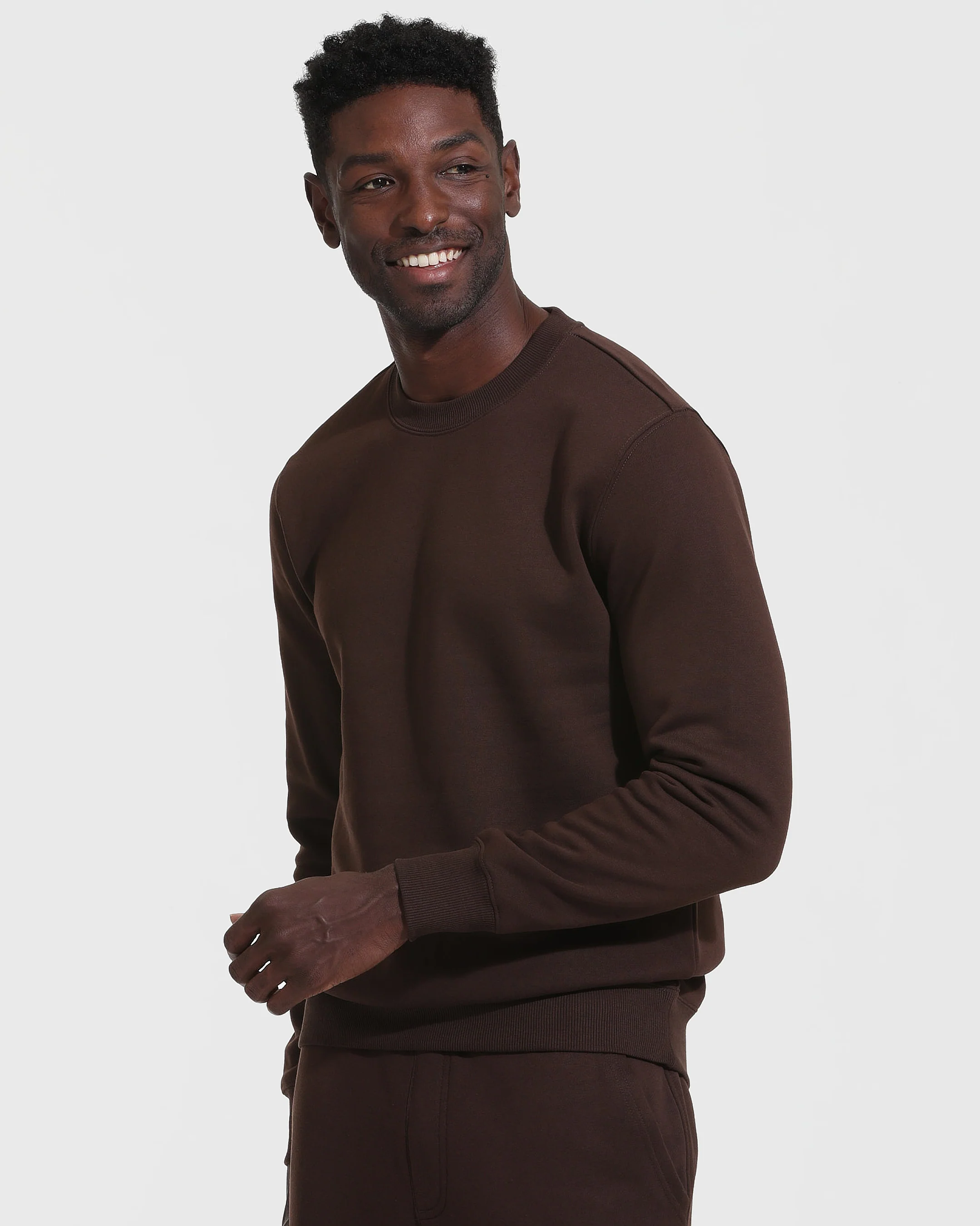 Dark Oak Fleece French Terry Pullover Crew Neck - Image 3
