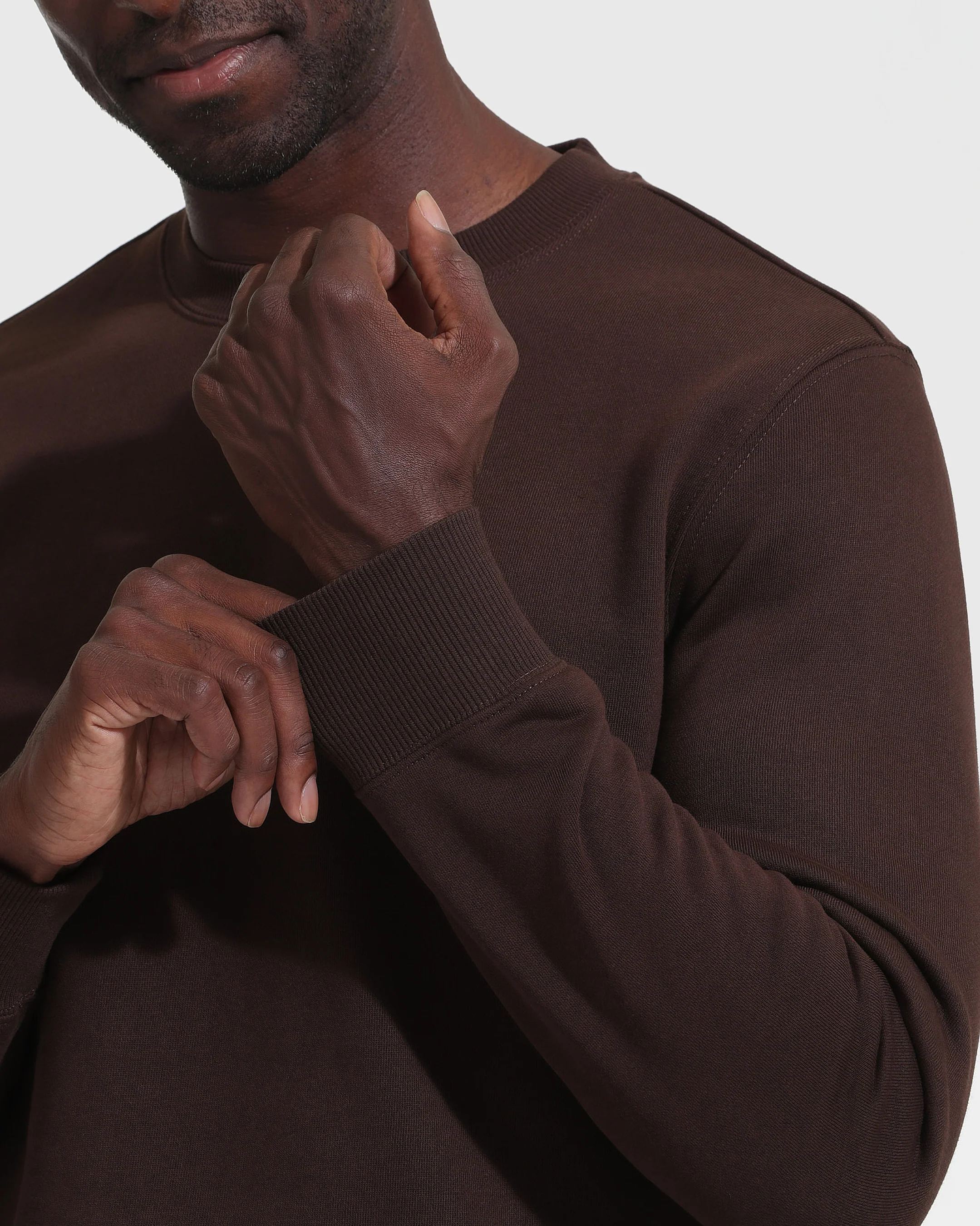 Dark Oak Fleece French Terry Pullover Crew Neck - Image 5