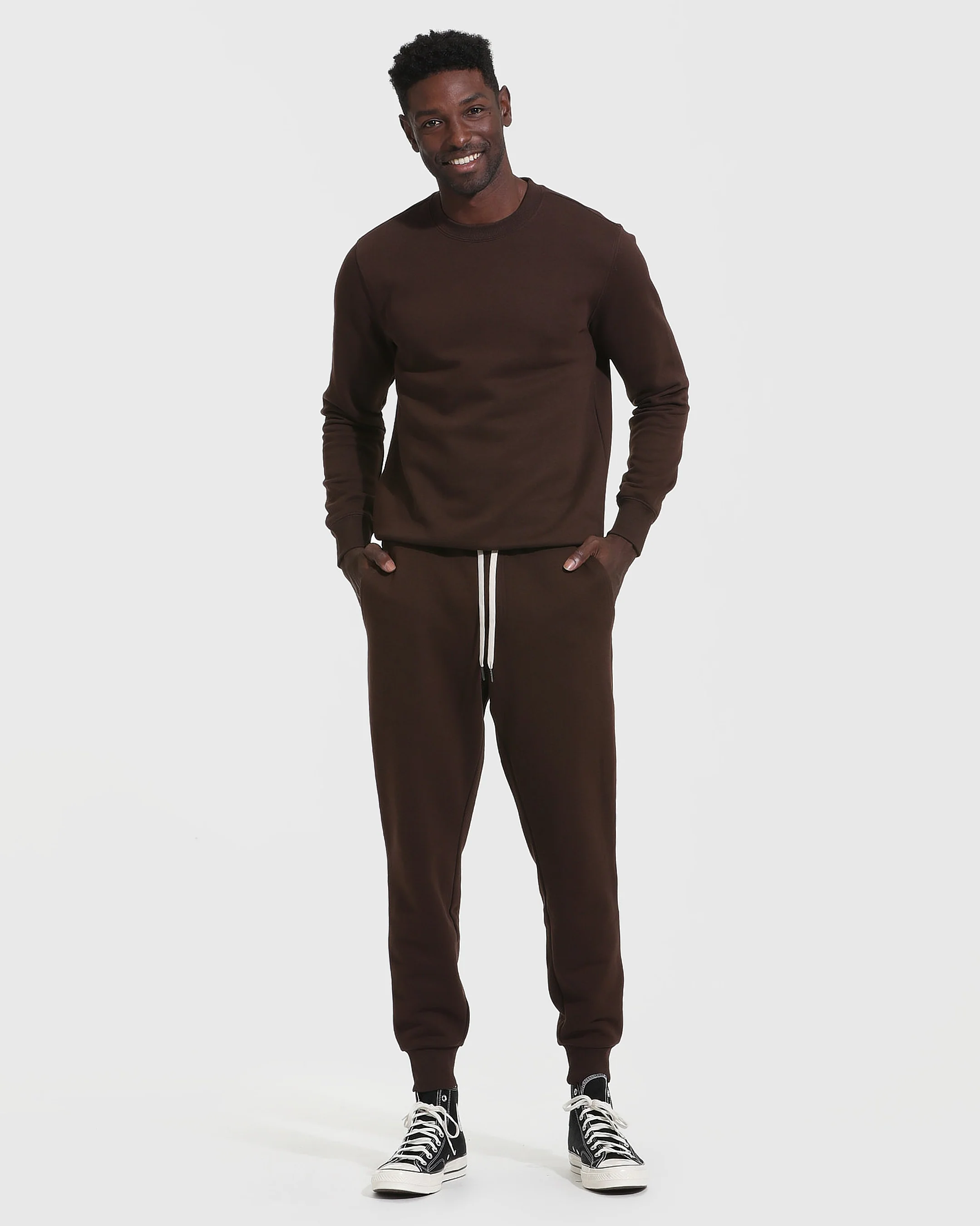 Dark Oak Fleece French Terry Pullover Crew Neck - Image 6