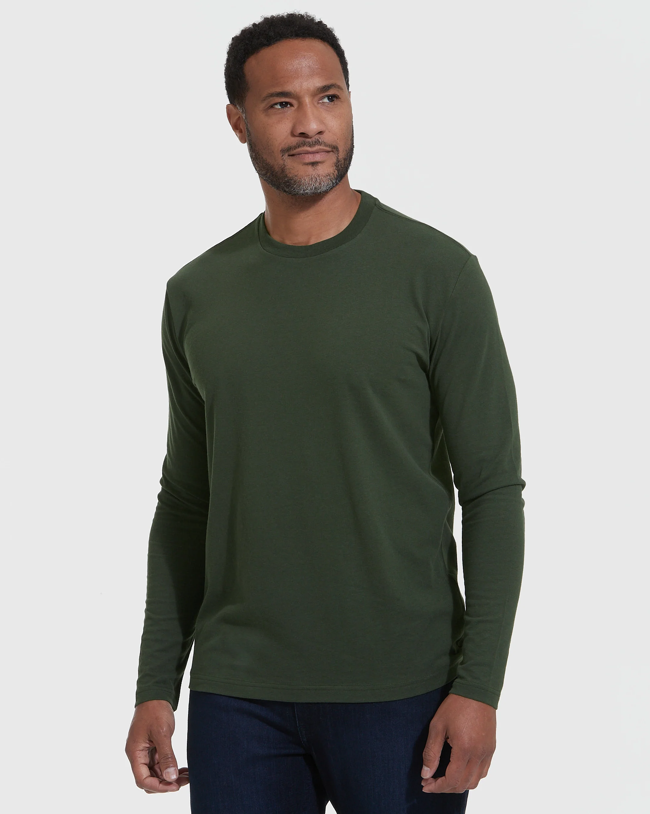 Dark Olive Classic Long Sleeve Crew Neck - Image 3