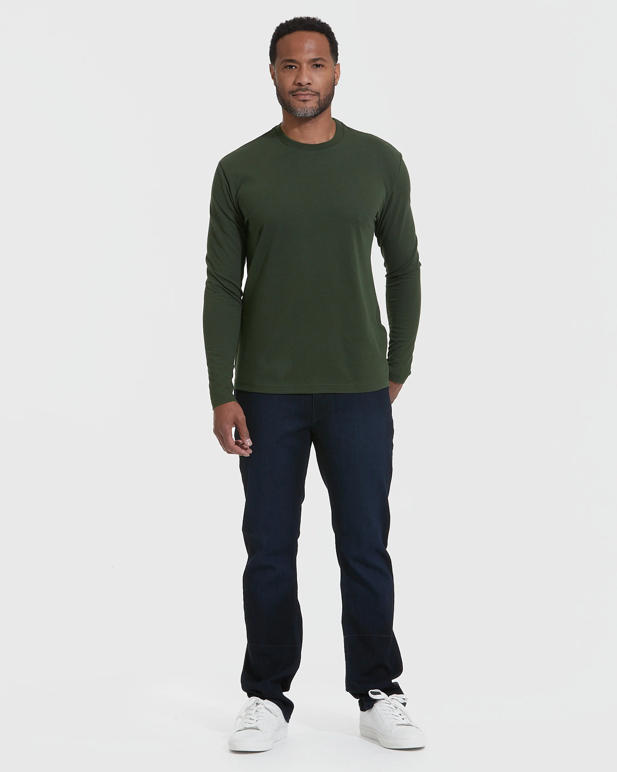 Dark Olive Classic Long Sleeve Crew Neck - Image 5