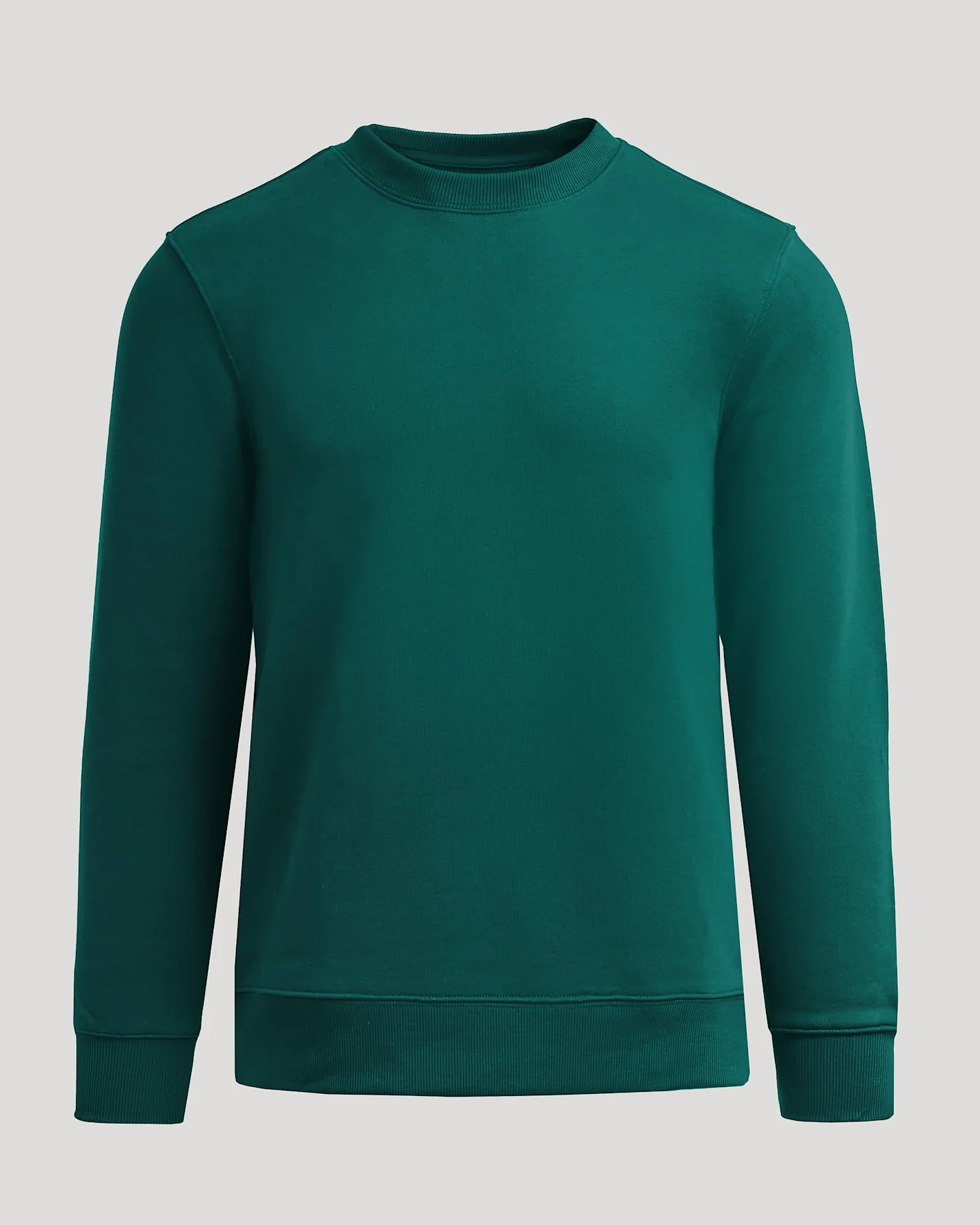 Deep Emerald Fleece French Terry Pullover Crew Neck - Image 2