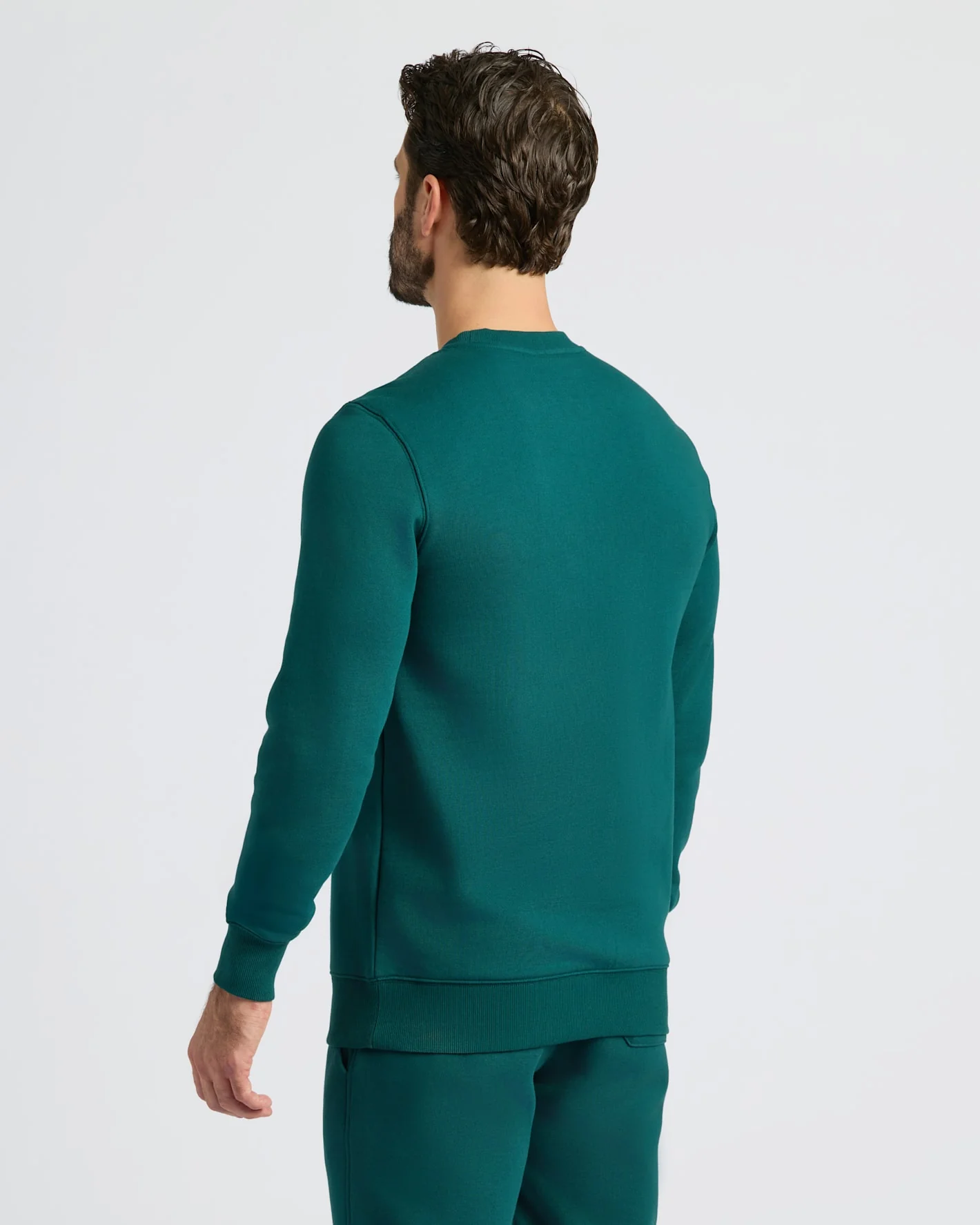 Deep Emerald Fleece French Terry Pullover Crew Neck - Image 4
