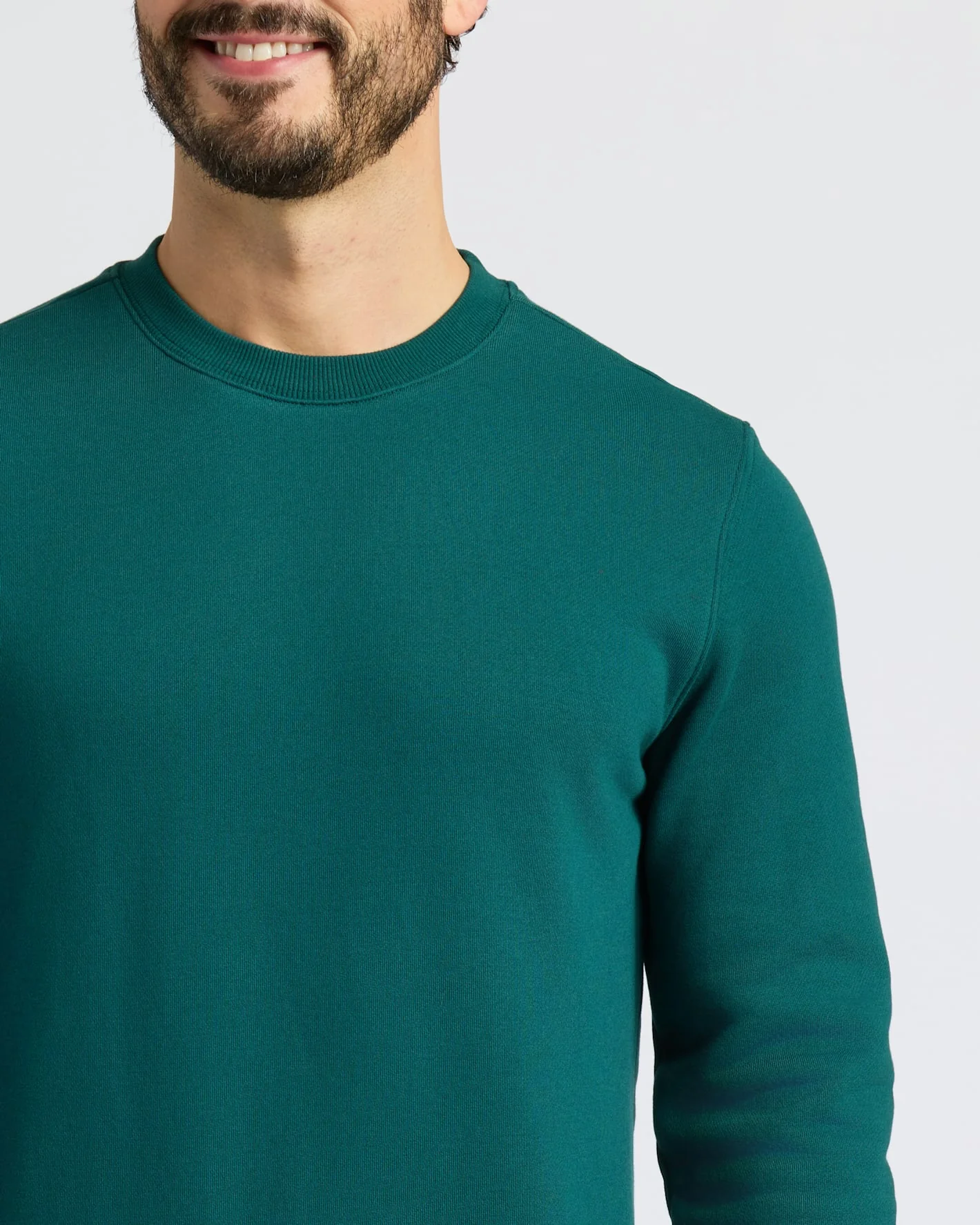 Deep Emerald Fleece French Terry Pullover Crew Neck - Image 6
