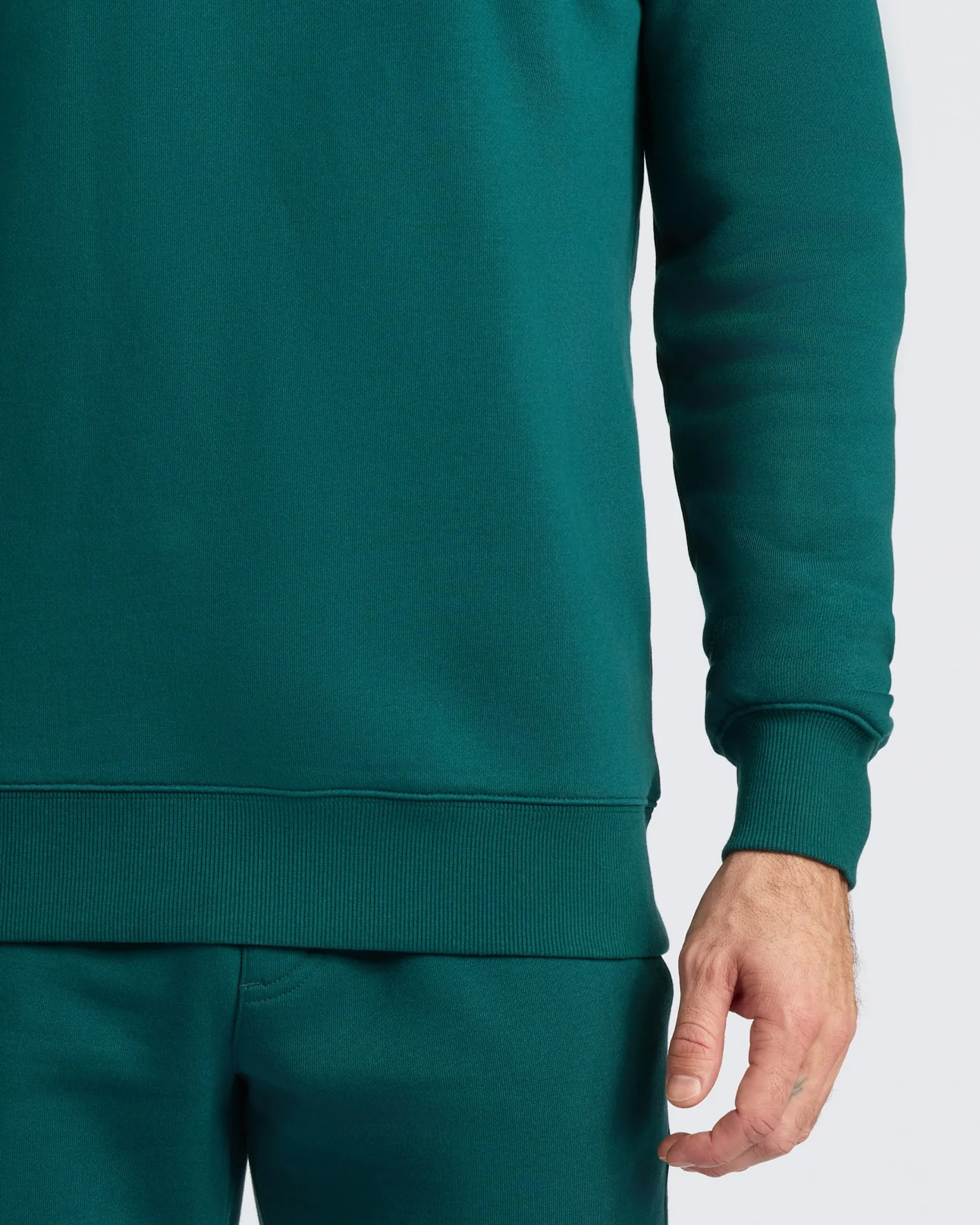 Deep Emerald Fleece French Terry Pullover Crew Neck - Image 7