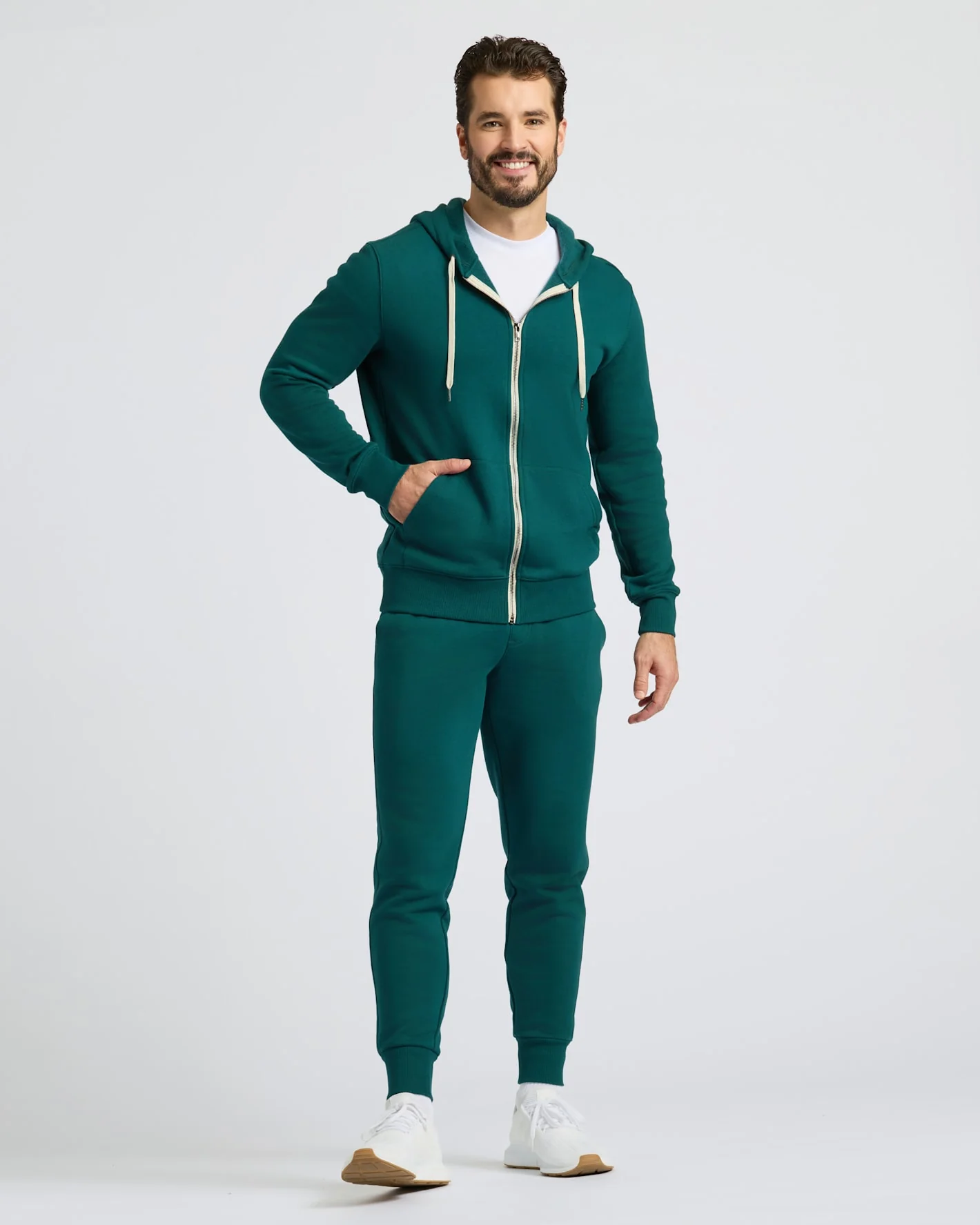 Deep Emerald Fleece French Terry Zip Hoodie - Image 3