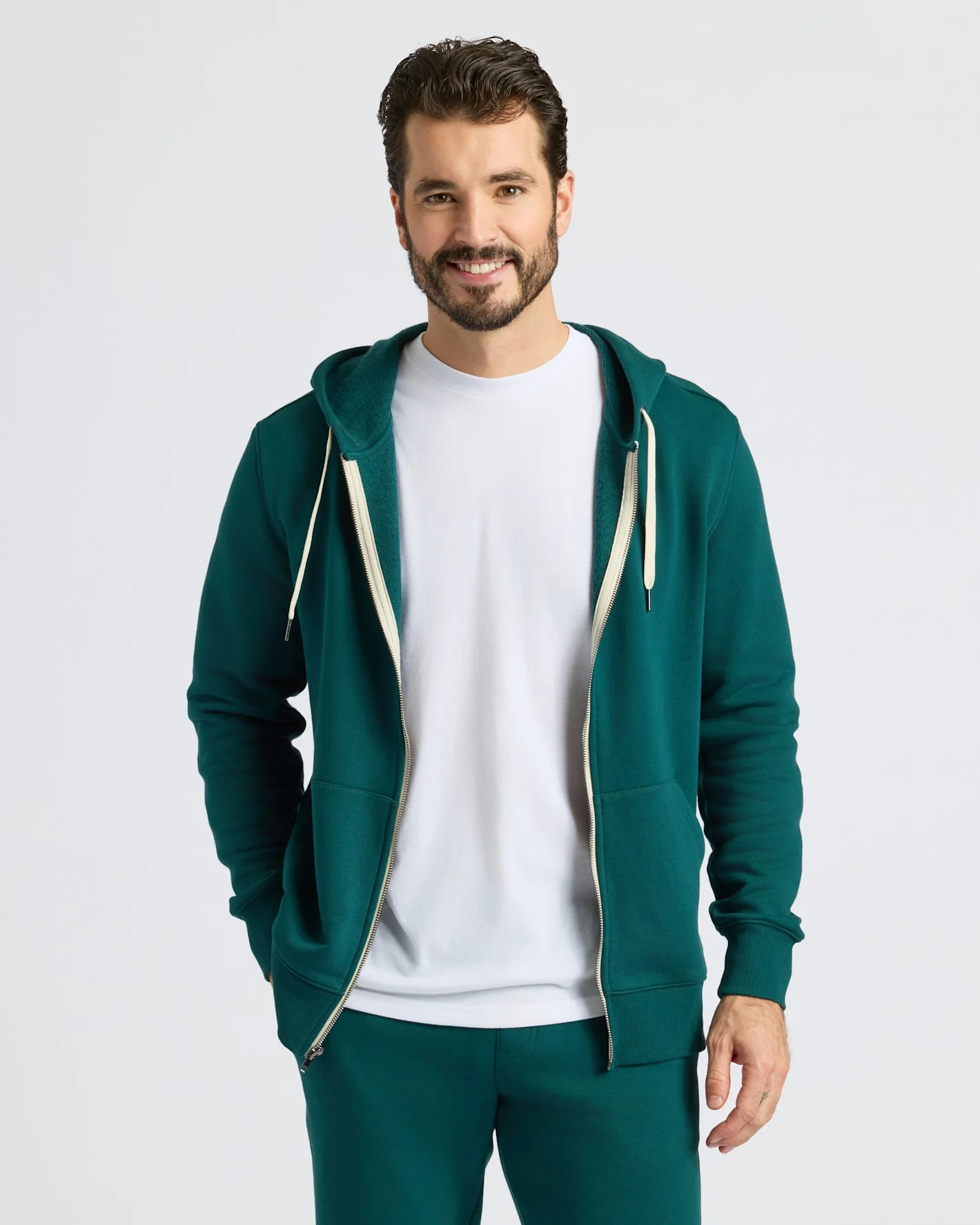 Deep Emerald Fleece French Terry Zip Hoodie - Image 5