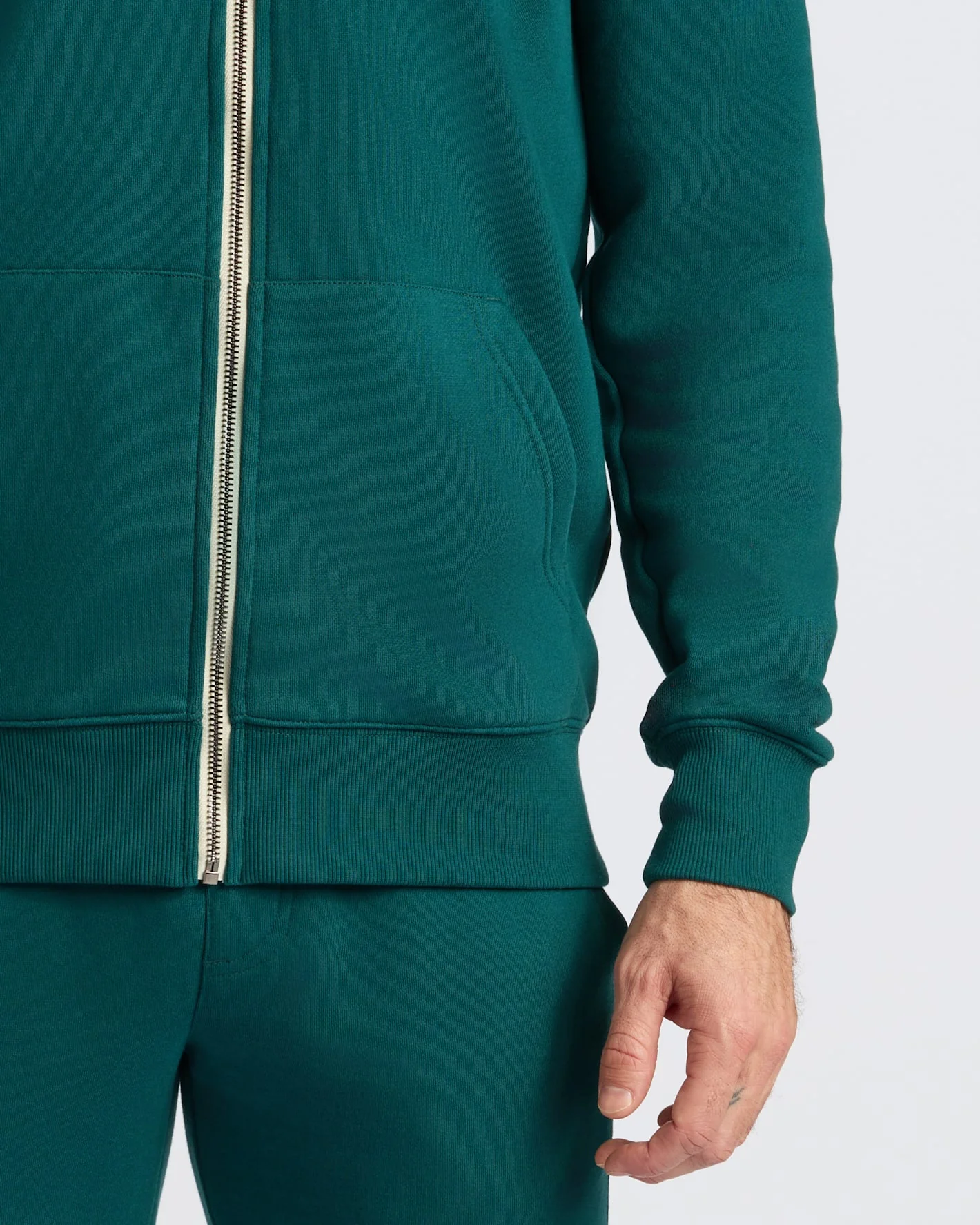 Deep Emerald Fleece French Terry Zip Hoodie - Image 7