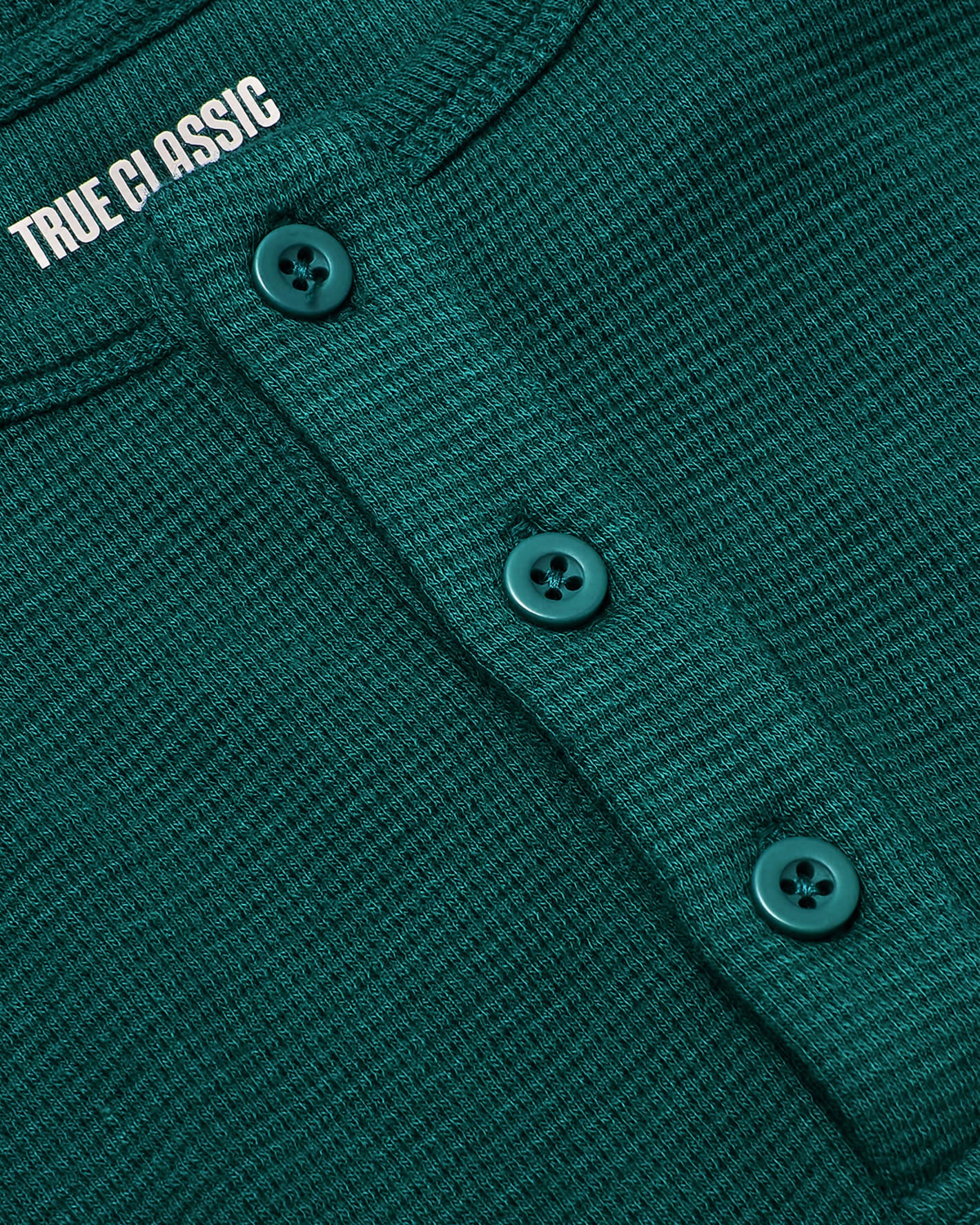 Deep Emerald Waffle Long Sleeve Henley - Image 8