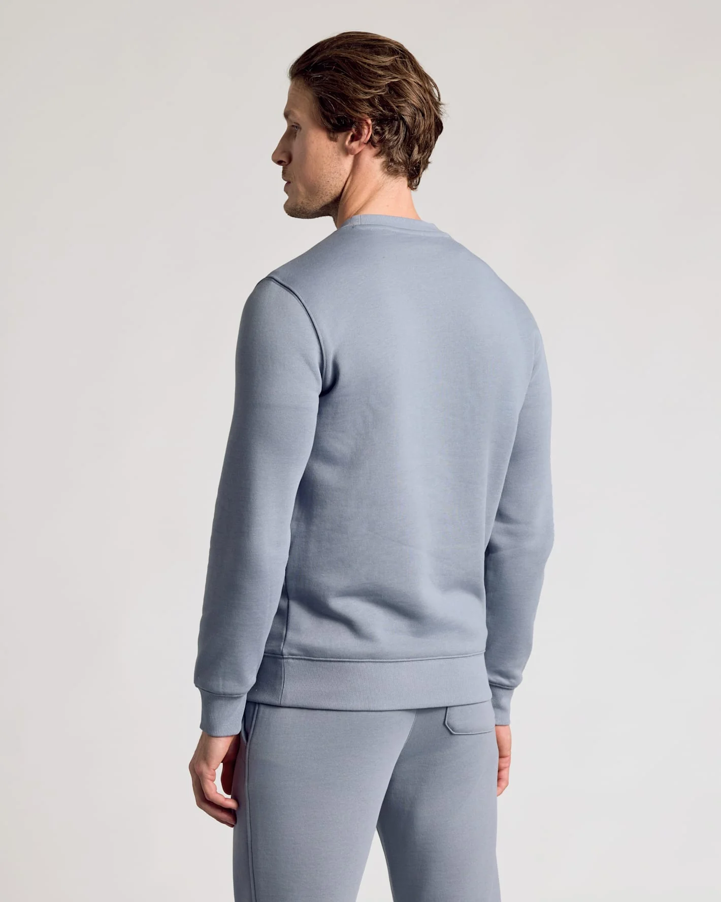 Dusty Blue Fleece French Terry Pullover Crew Neck - Image 3